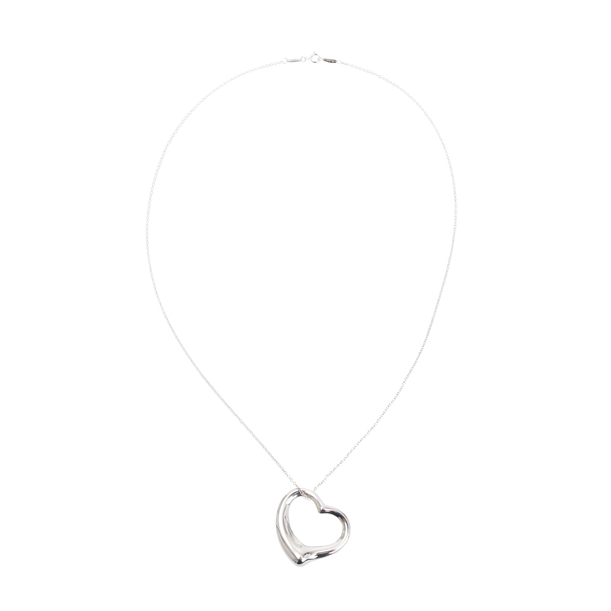 Tiffany & Co. Elsa Peretti Sterling Silver Large 36 MM Open Heart Pendant Necklace