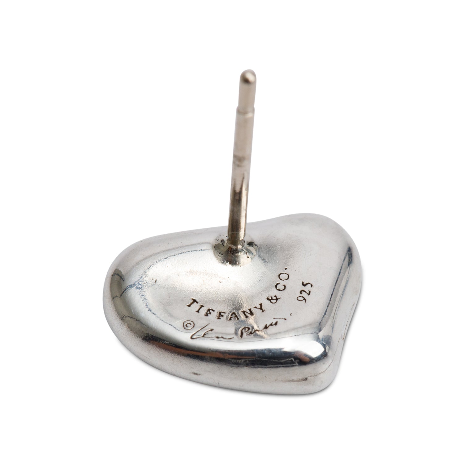 Tiffany & Co. Elsa Peretti Sterling Silver Mini Full Heart Stud Earrings, 10 MM