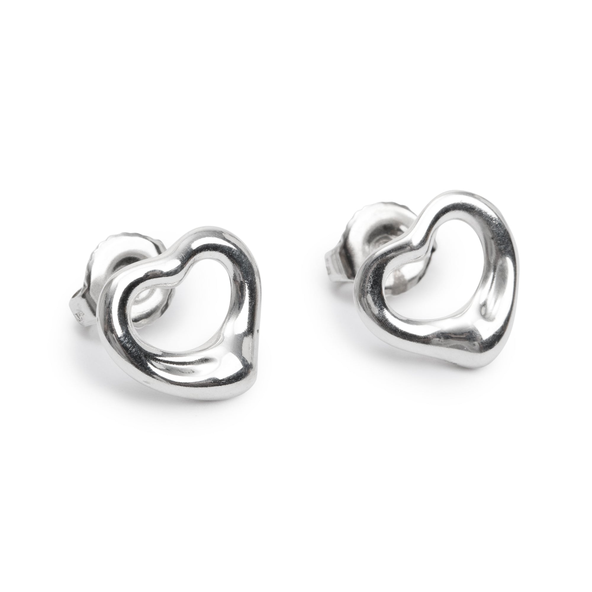Tiffany & Co. Elsa Peretti Sterling Silver Open Heart Earrings, 11 MM