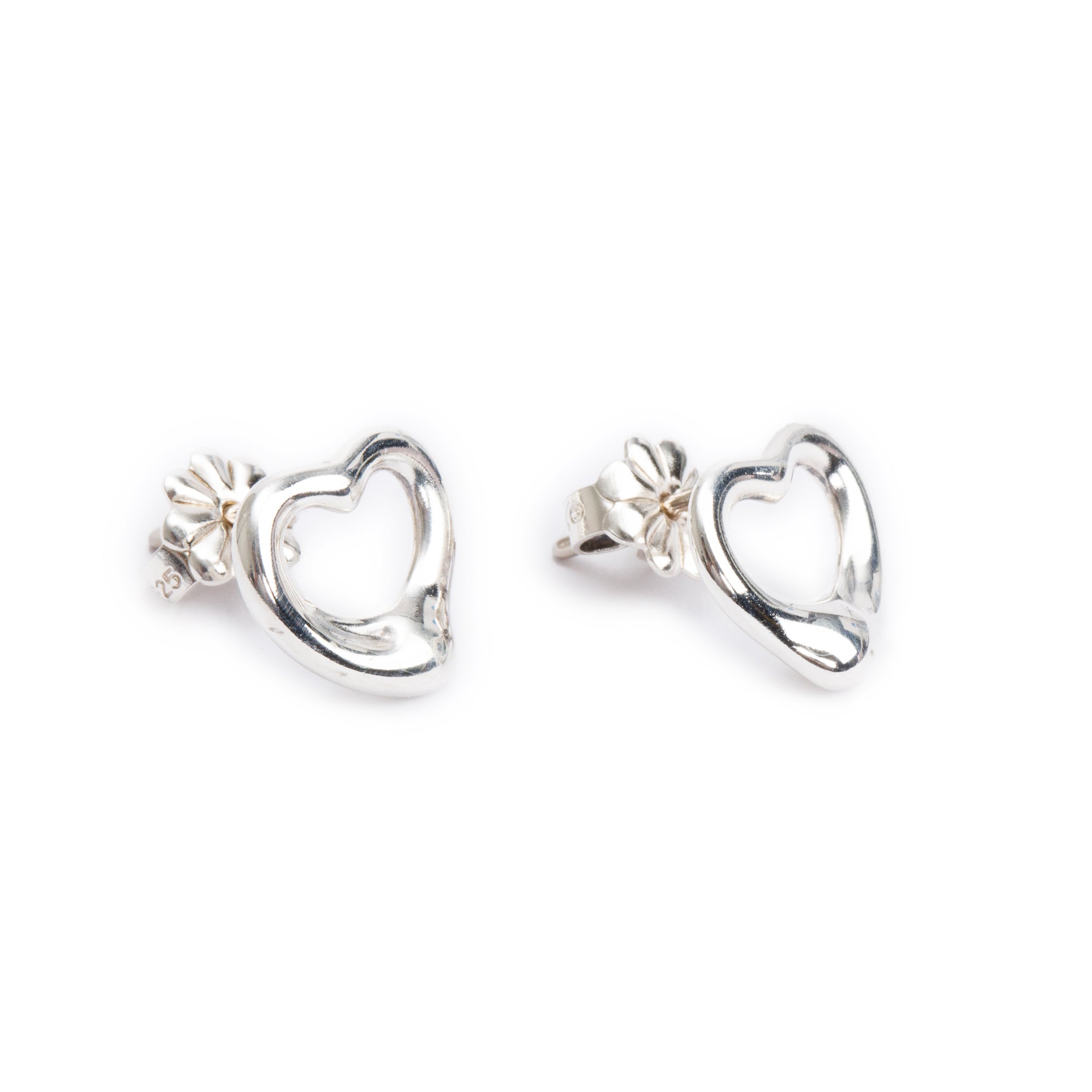 Tiffany & Co. Elsa Peretti Sterling Silver Open Heart Earrings, 11 MM