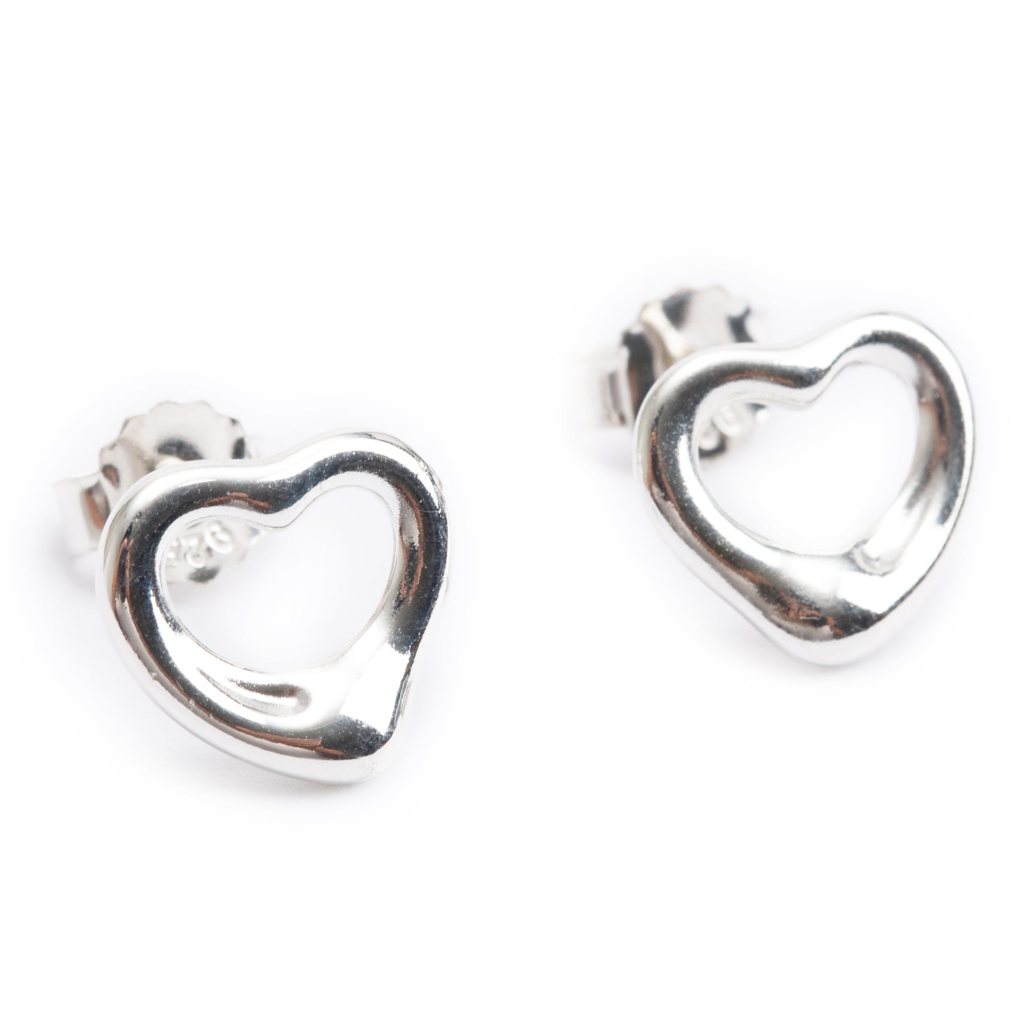 Tiffany & Co. Elsa Peretti Sterling Silver Open Heart Earrings, 11 MM