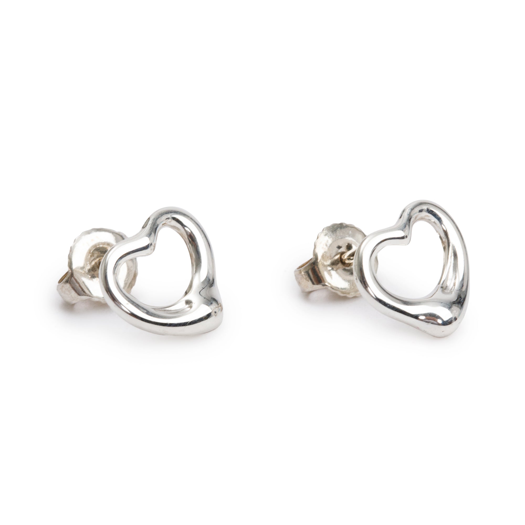 Tiffany & Co. Elsa Peretti Sterling Silver Open Heart Earrings, 11 MM