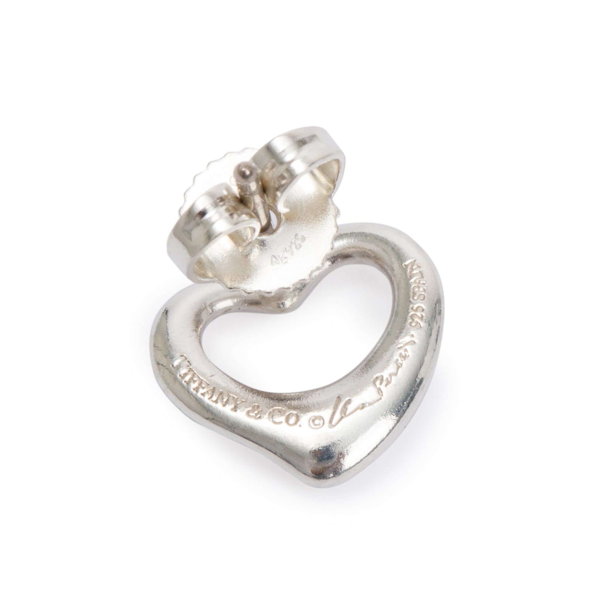 Tiffany & Co. Elsa Peretti Sterling Silver Open Heart Earrings, 11 MM