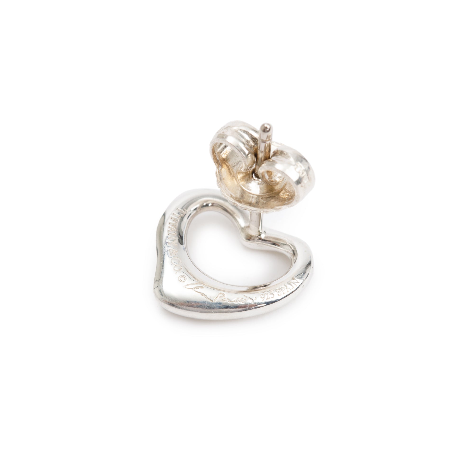 Tiffany & Co. Elsa Peretti Sterling Silver Open Heart Earrings, 11 MM