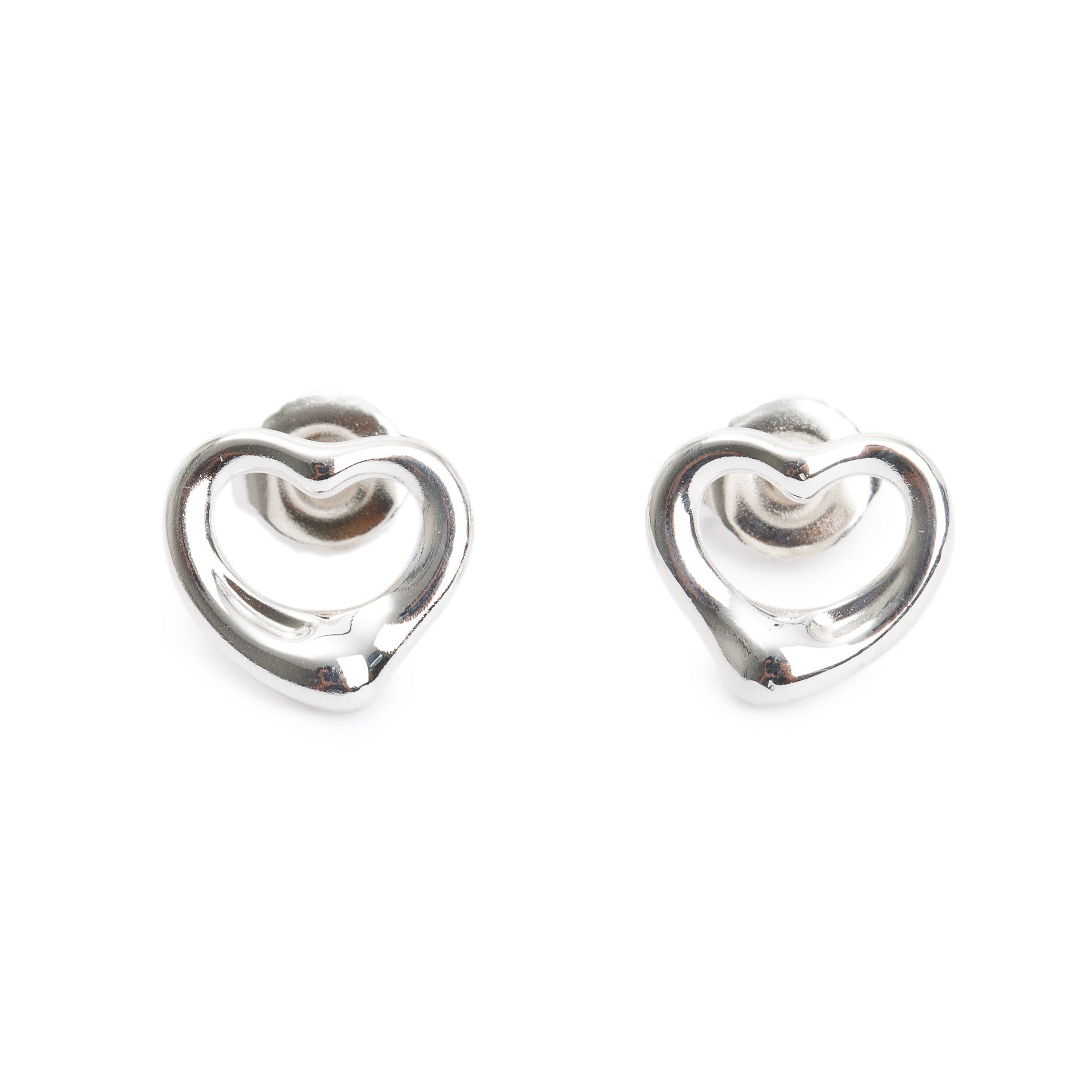 Tiffany & Co. Elsa Peretti Sterling Silver Open Heart Earrings, 11 MM