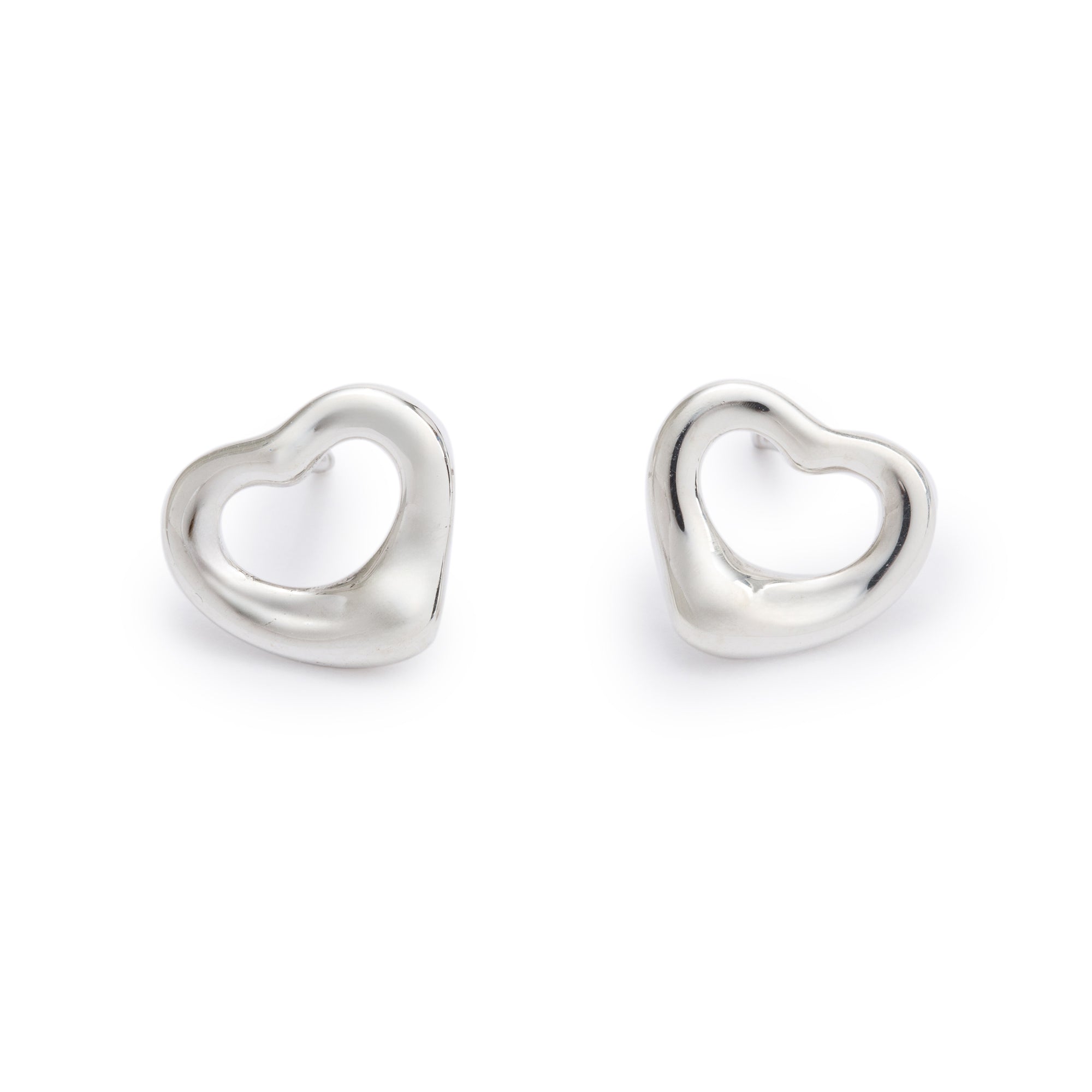 Tiffany & Co. Elsa Peretti Sterling Silver Open Heart Earrings, 11 MM