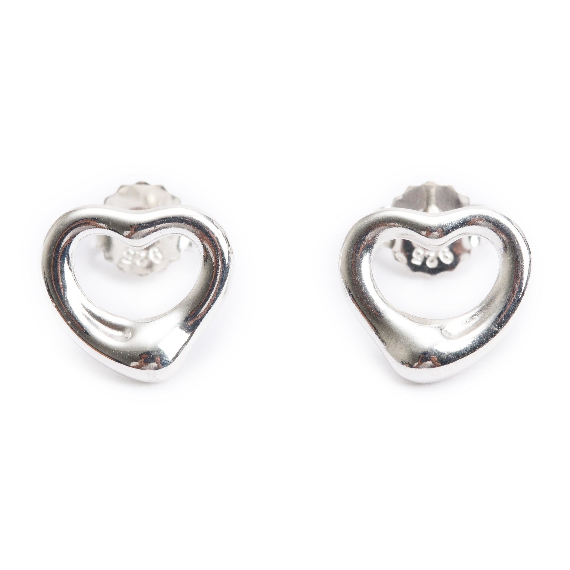 Tiffany & Co. Elsa Peretti Sterling Silver Open Heart Earrings, 11 MM