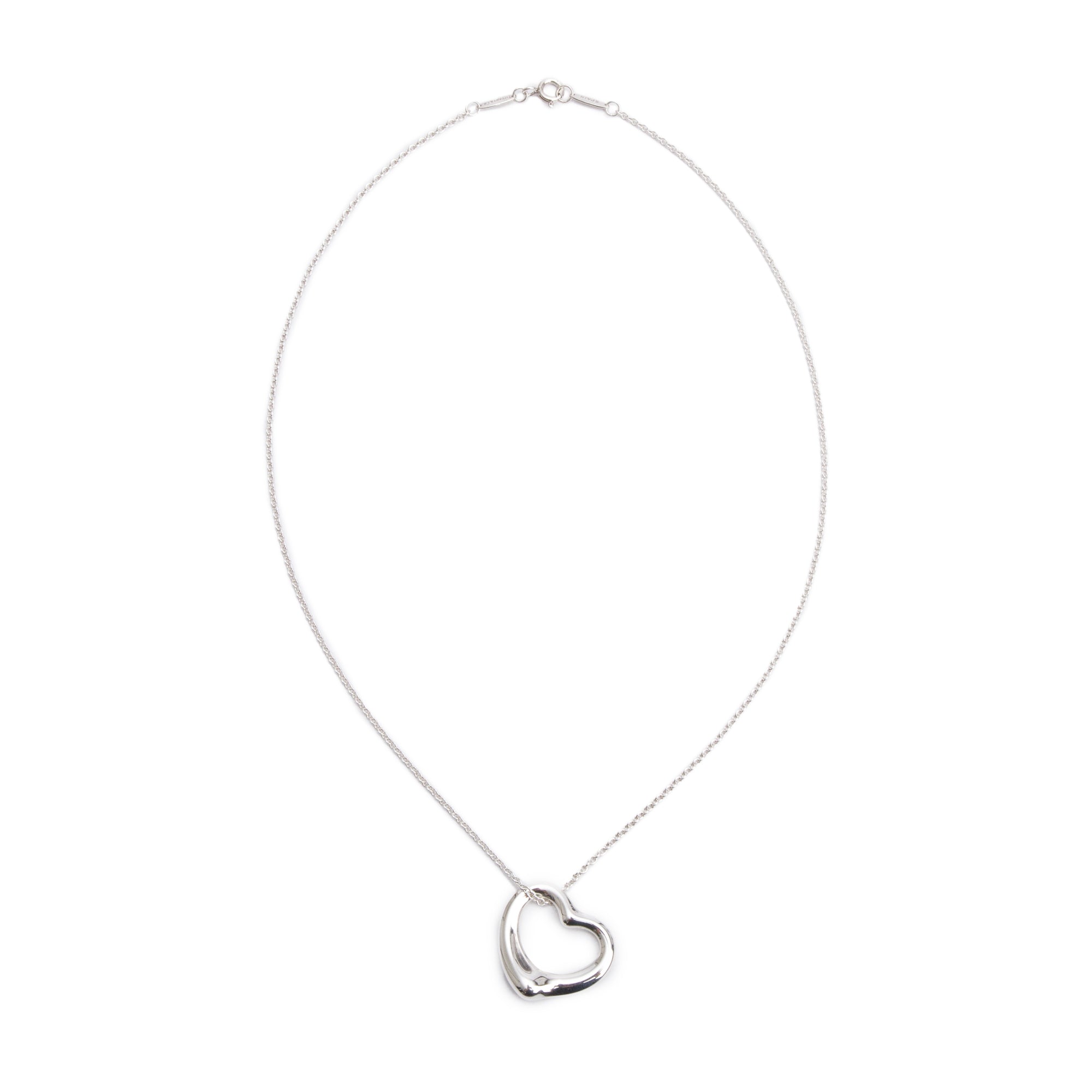 Tiffany & Co. Elsa Peretti Sterling Silver Open Heart Pendant Necklace, 22 MM