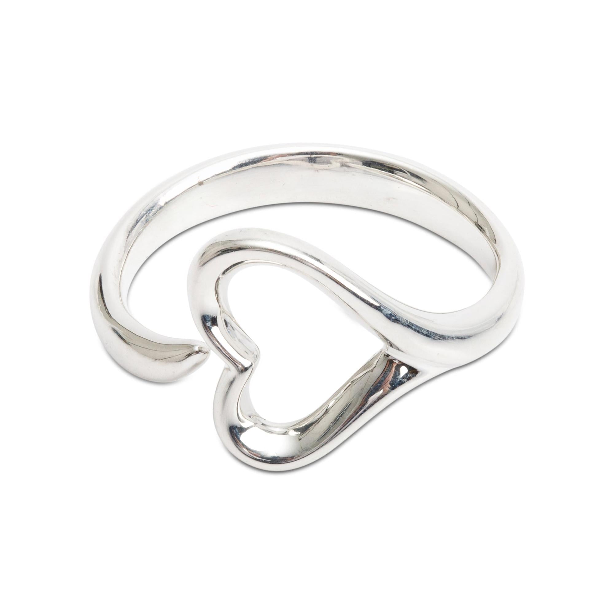 Tiffany & Co. Elsa Peretti Sterling Silver Open Heart Ring, Size 5.5