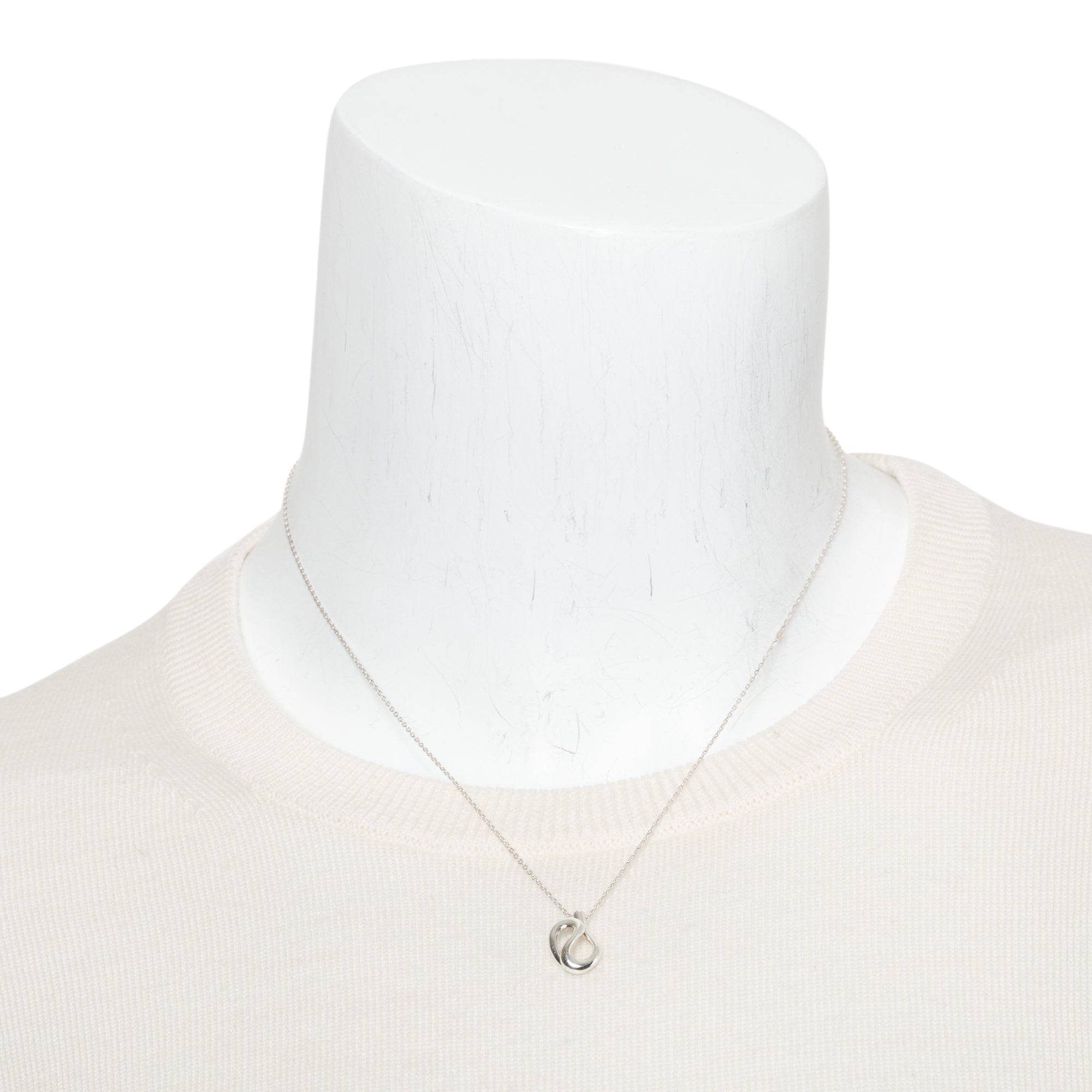 Tiffany & Co. Elsa Peretti Sterling Silver Open Wave Pendant Necklace