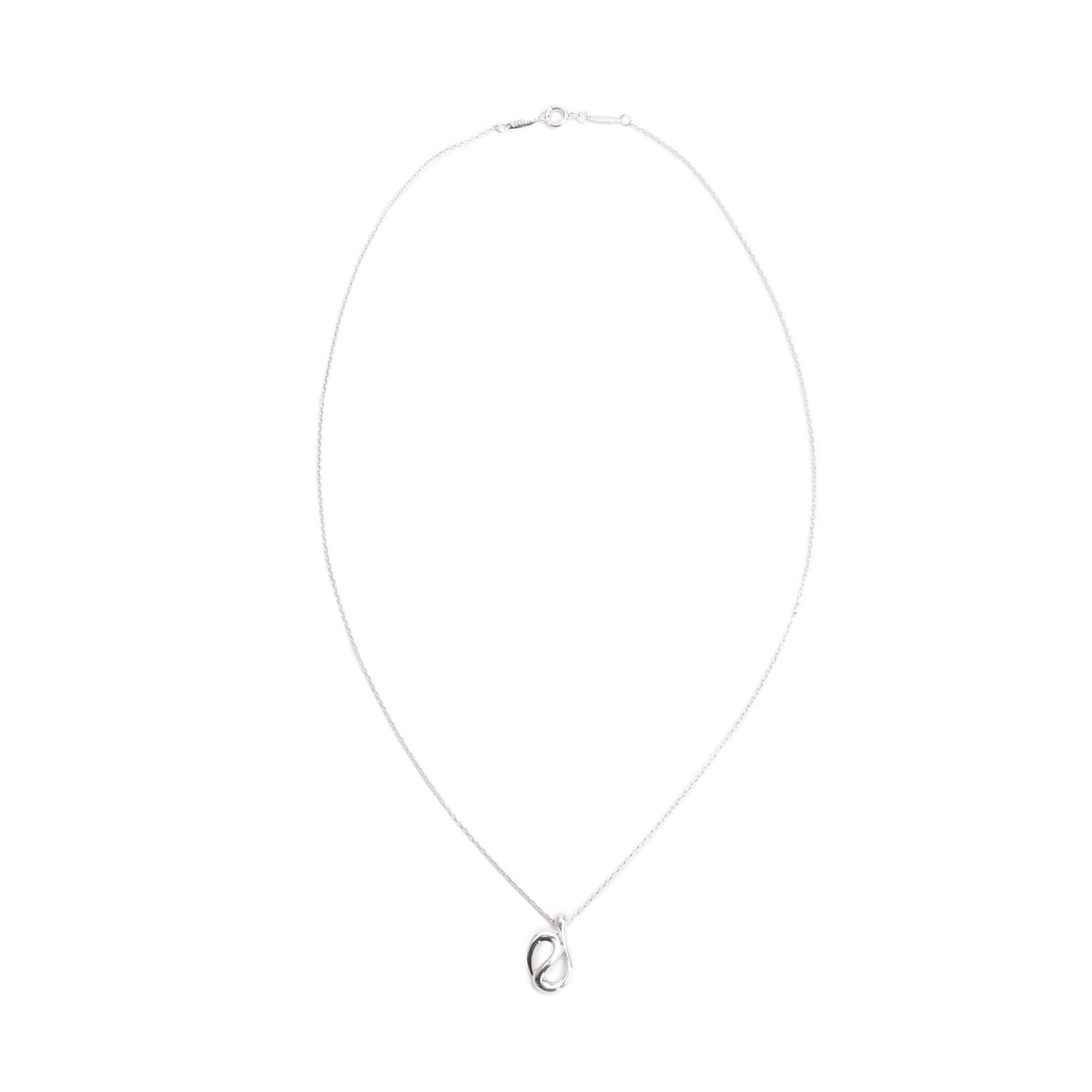 Tiffany & Co. Elsa Peretti Sterling Silver Open Wave Pendant Necklace