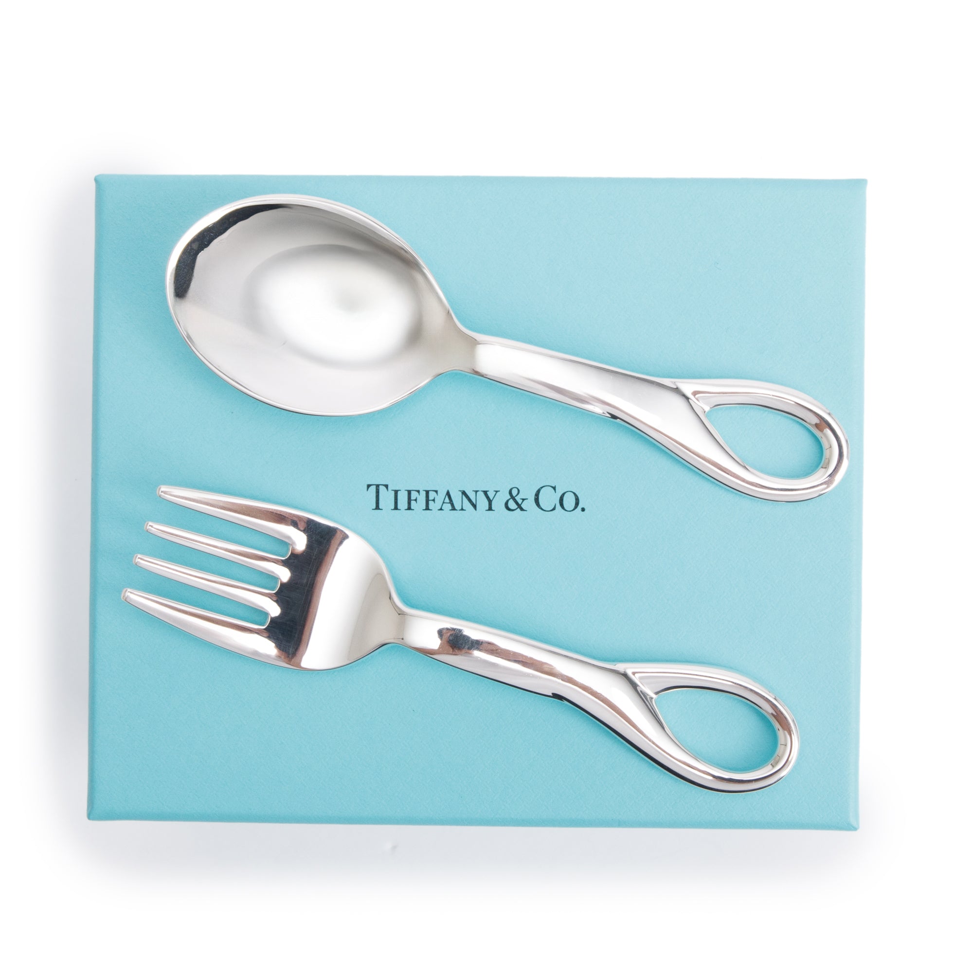 Tiffany & Co. Elsa Peretti Sterling Silver Padova Fork & Spoon Baby Set w/ Box