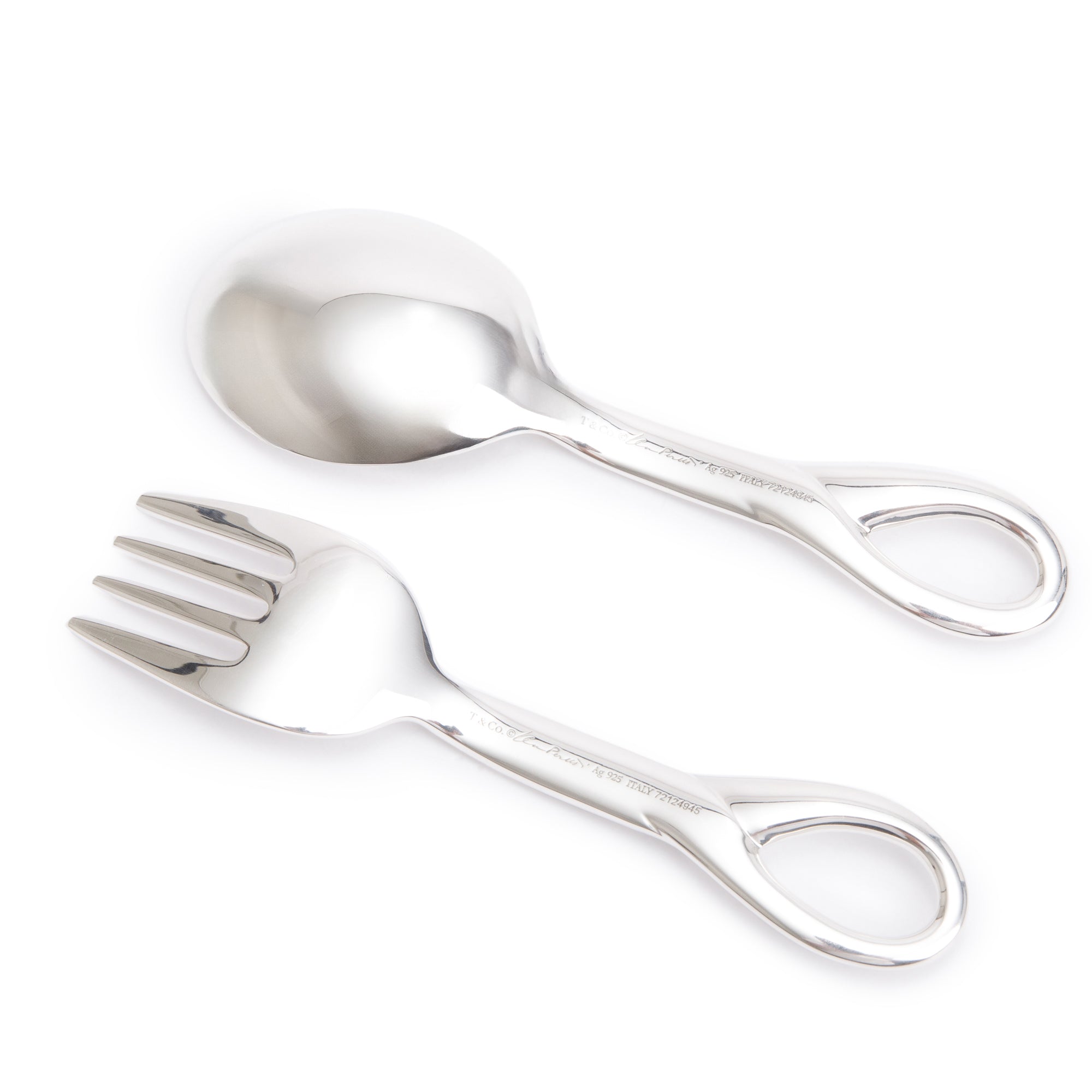 Tiffany & Co. Elsa Peretti Sterling Silver Padova Fork & Spoon Baby Set w/ Box