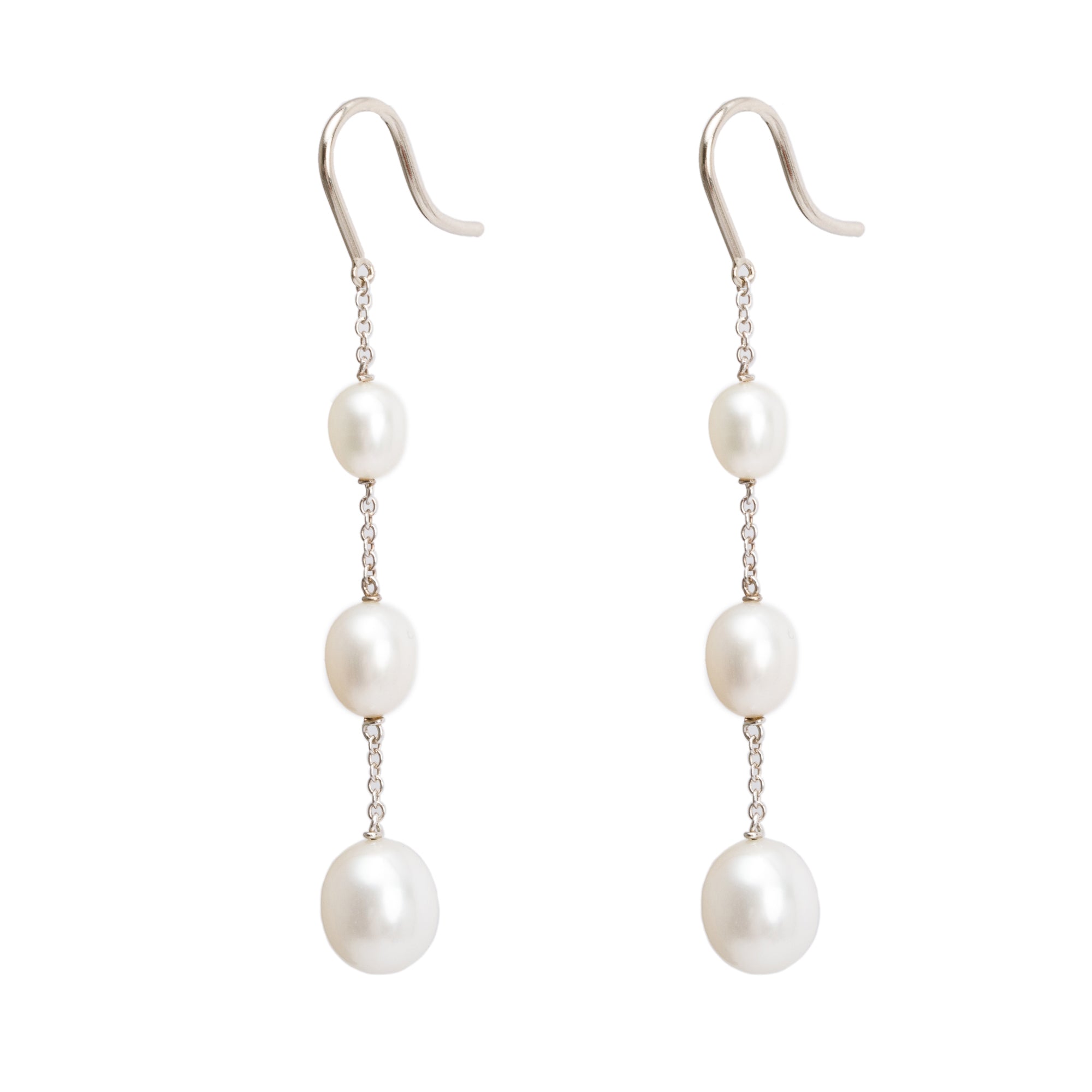 Tiffany & Co. Elsa Peretti Sterling Silver Pearl By The Yard Chain Earrings