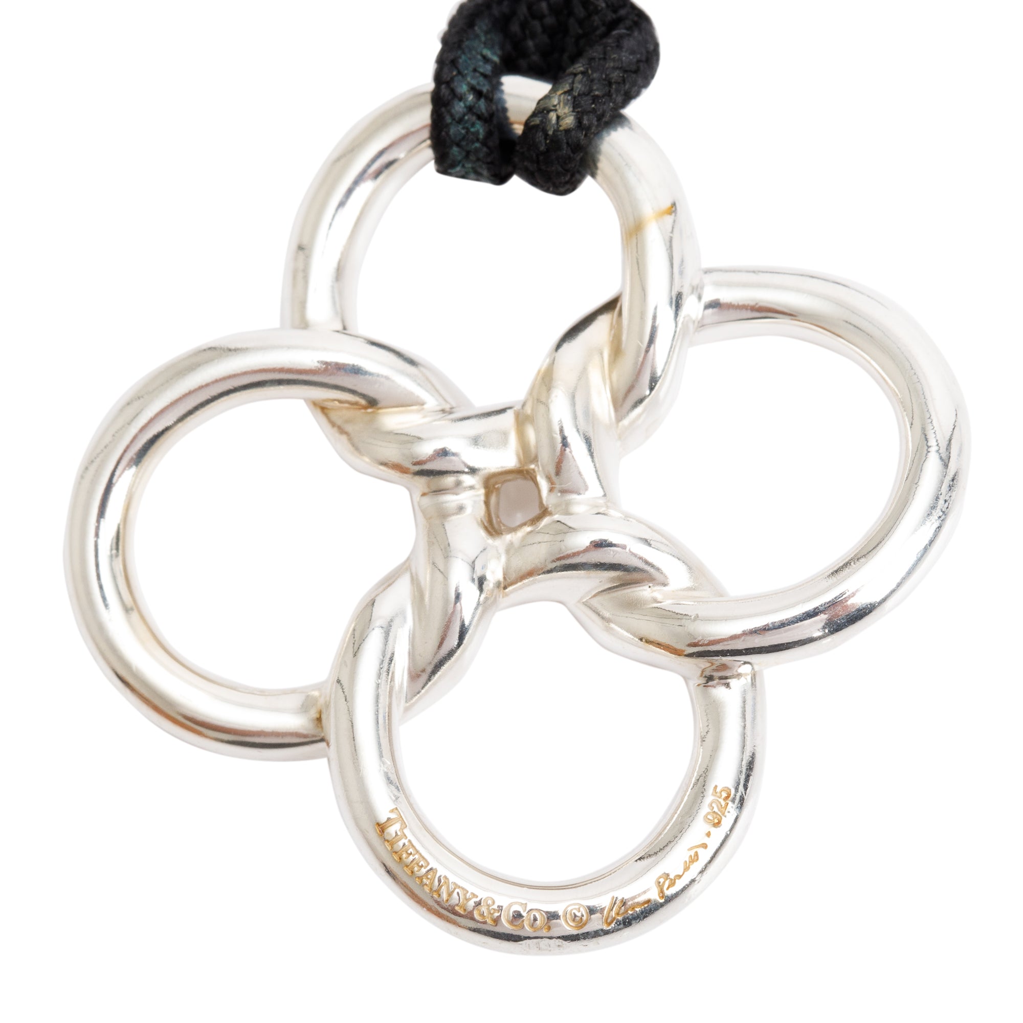 Tiffany & Co. Elsa Peretti Sterling Silver Quadrifoglio Pendant Cord Necklace