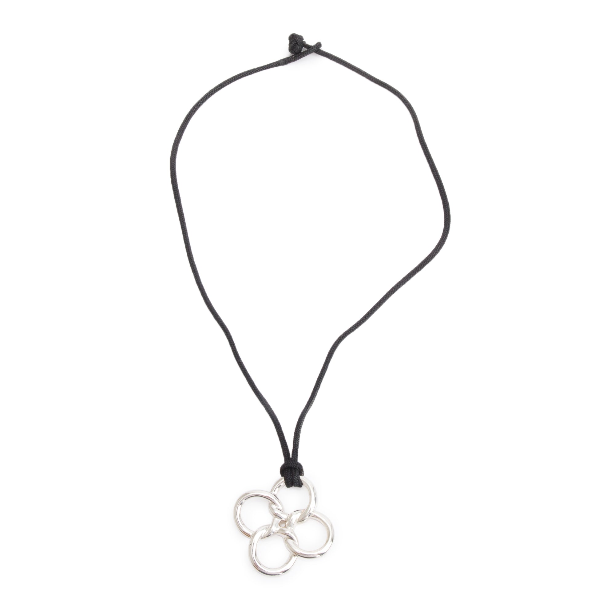 Tiffany & Co. Elsa Peretti Sterling Silver Quadrifoglio Pendant Cord Necklace