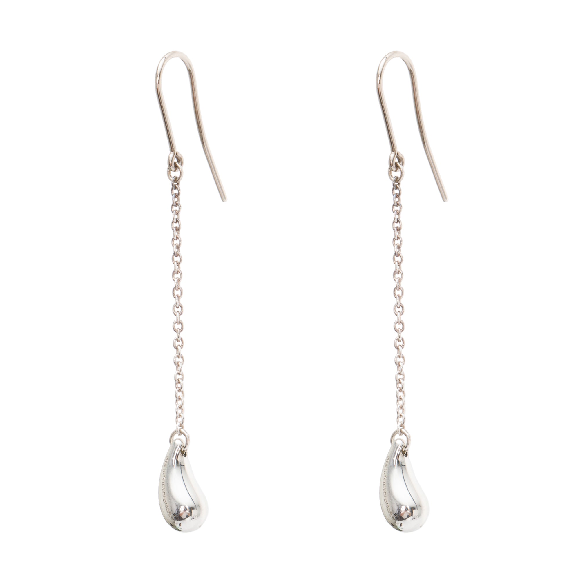 Tiffany & Co. Elsa Peretti Sterling Silver Teardrop Chain Drop Earrings