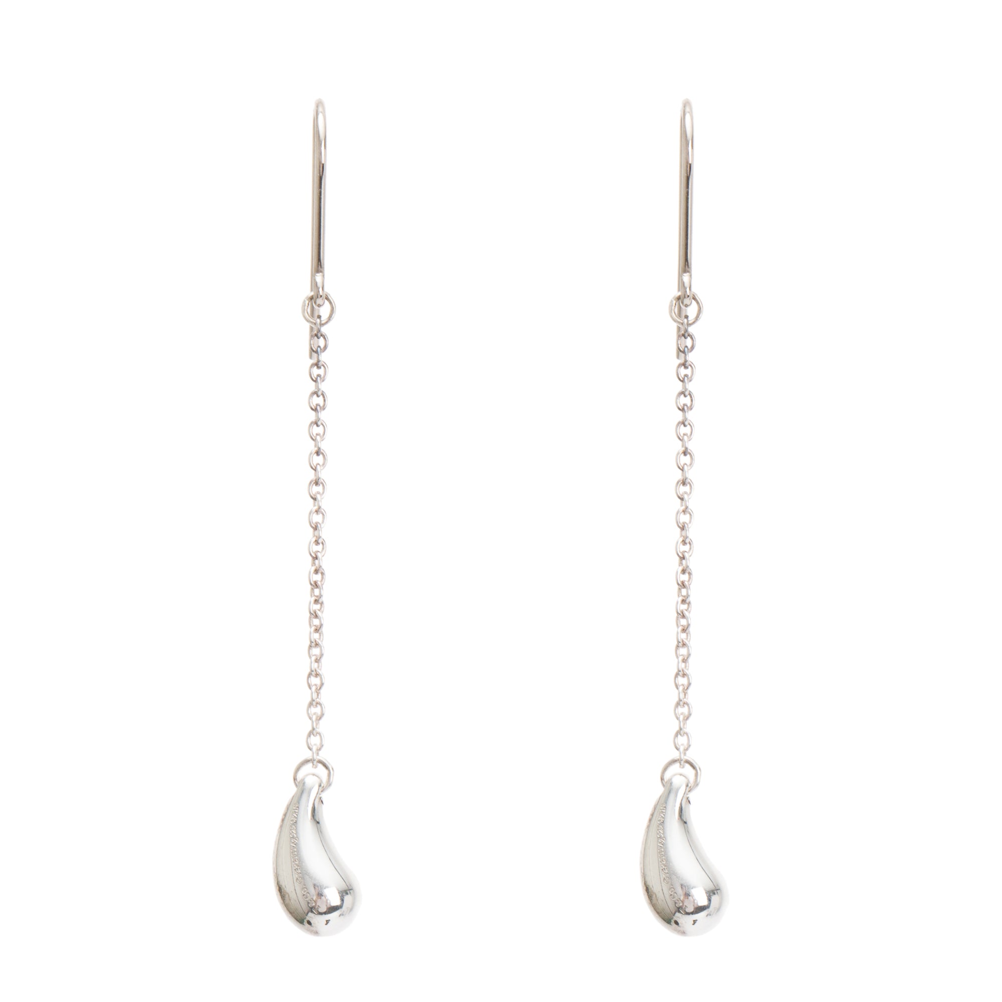 Tiffany & Co. Elsa Peretti Sterling Silver Teardrop Chain Drop Earrings