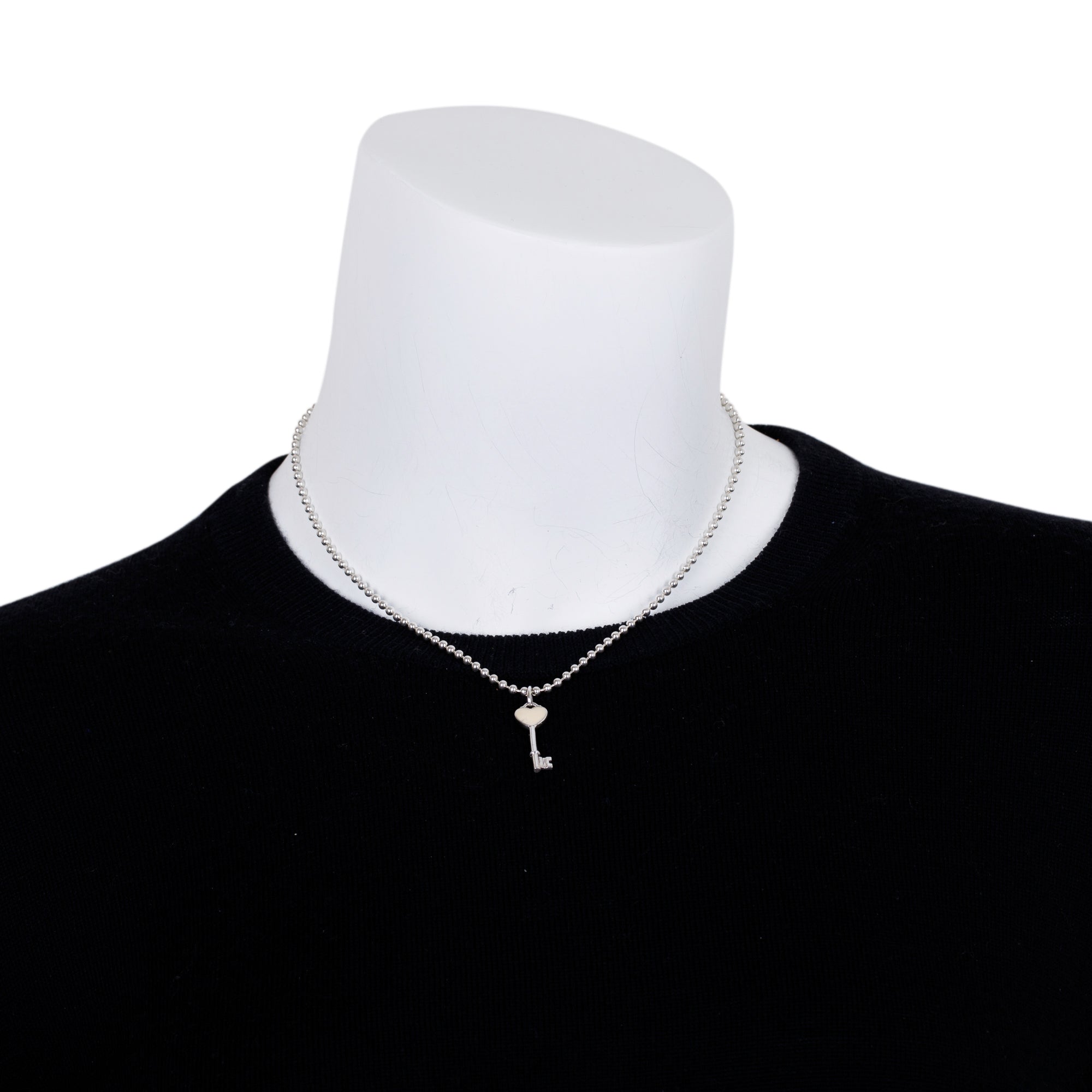 Tiffany & Co. Enamel Mini Heart Key Pendant Necklace