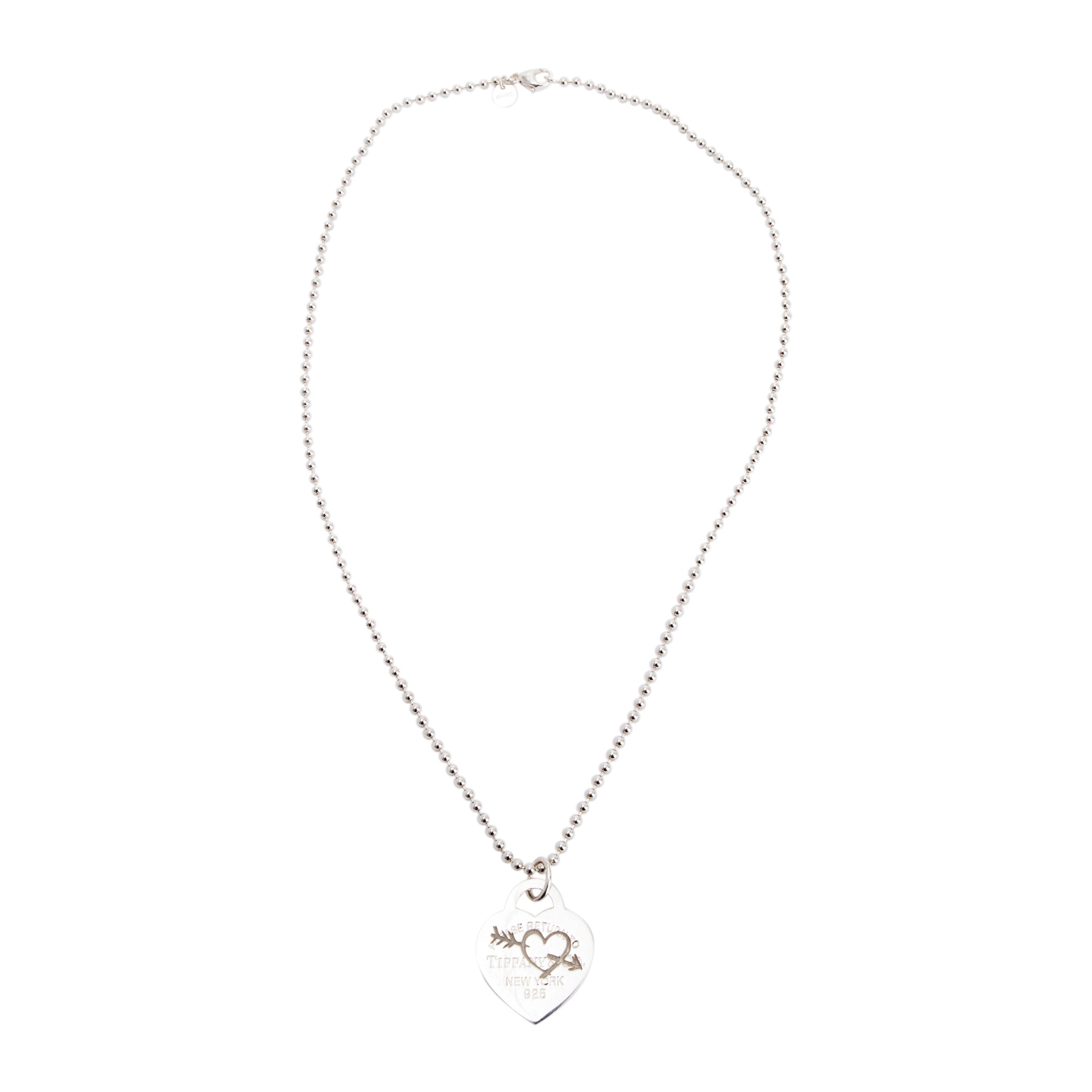 Tiffany & Co. Etched Heart & Arrow Tag Pendant Necklace