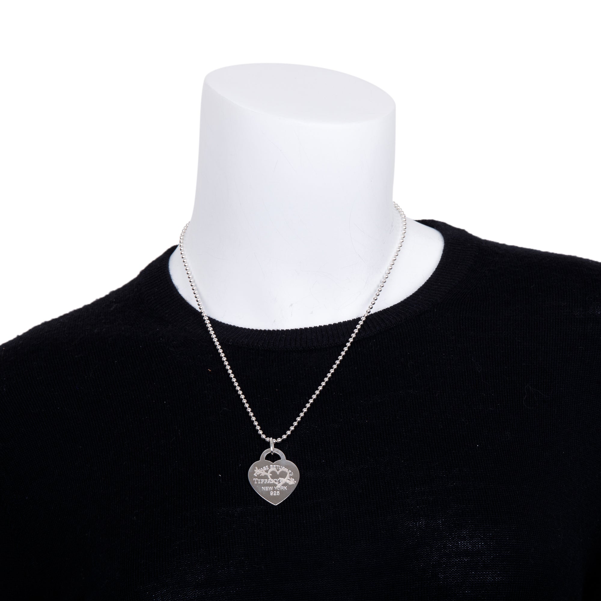 Tiffany & Co. Etched Heart & Arrow Tag Pendant Necklace