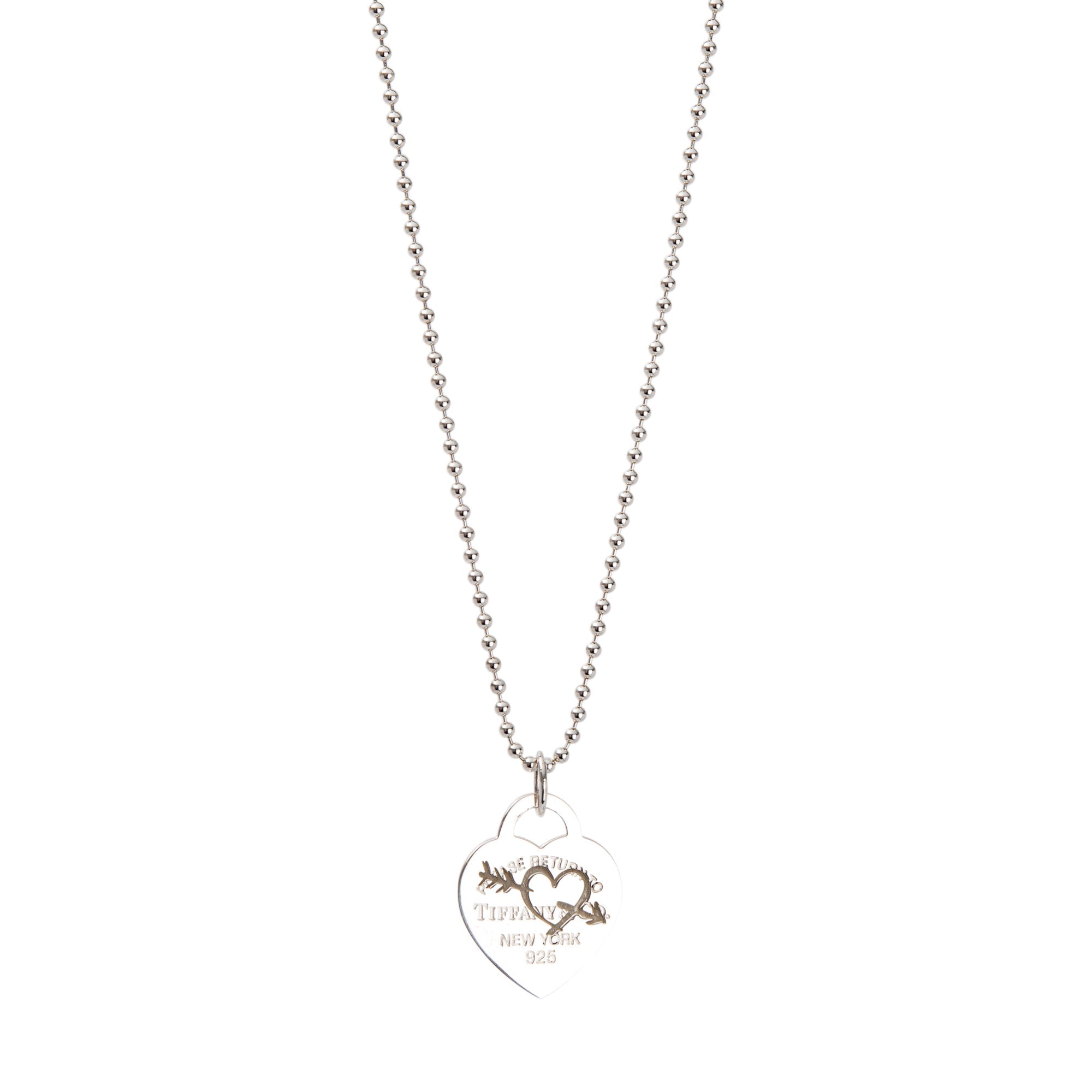 Tiffany & Co. Etched Heart & Arrow Tag Pendant Necklace