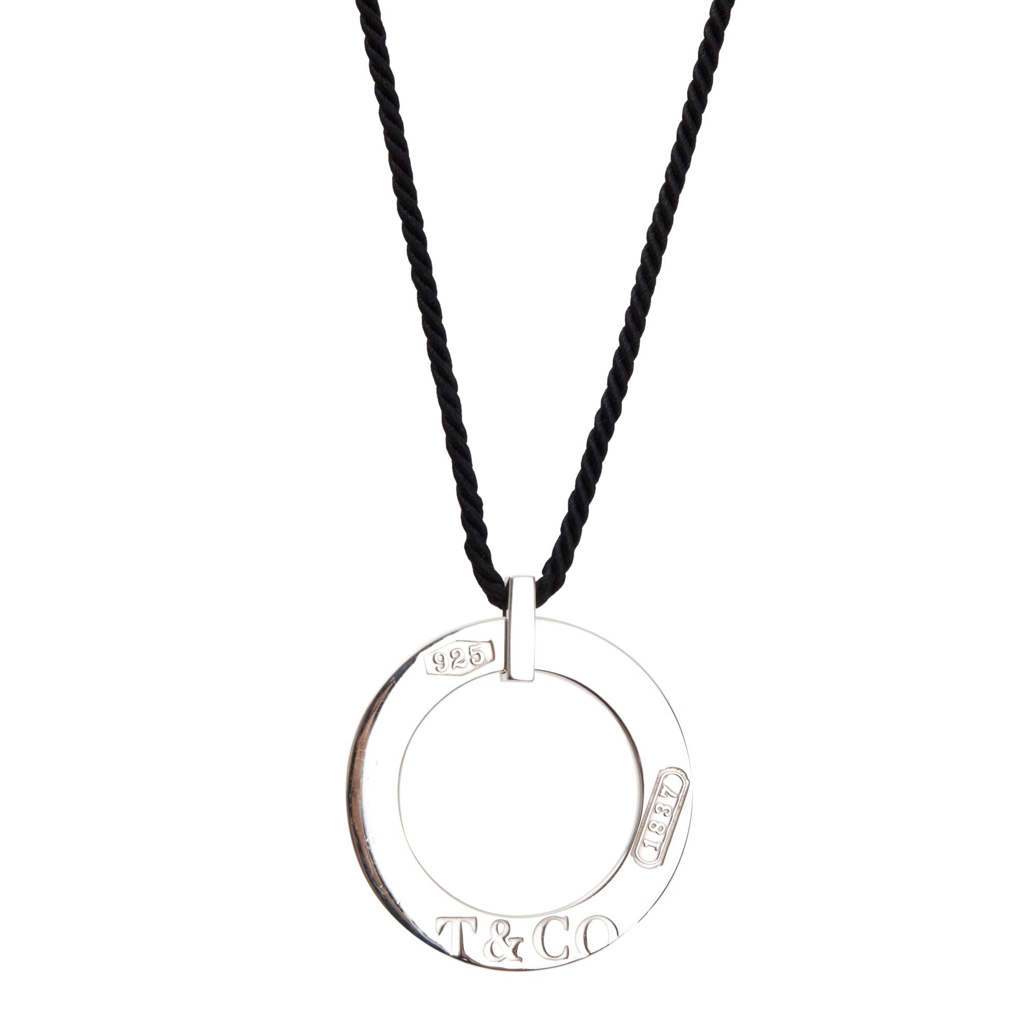 Tiffany & Co. Extra Large 45 MM 1837 Elements Round Pendant Cord Necklace