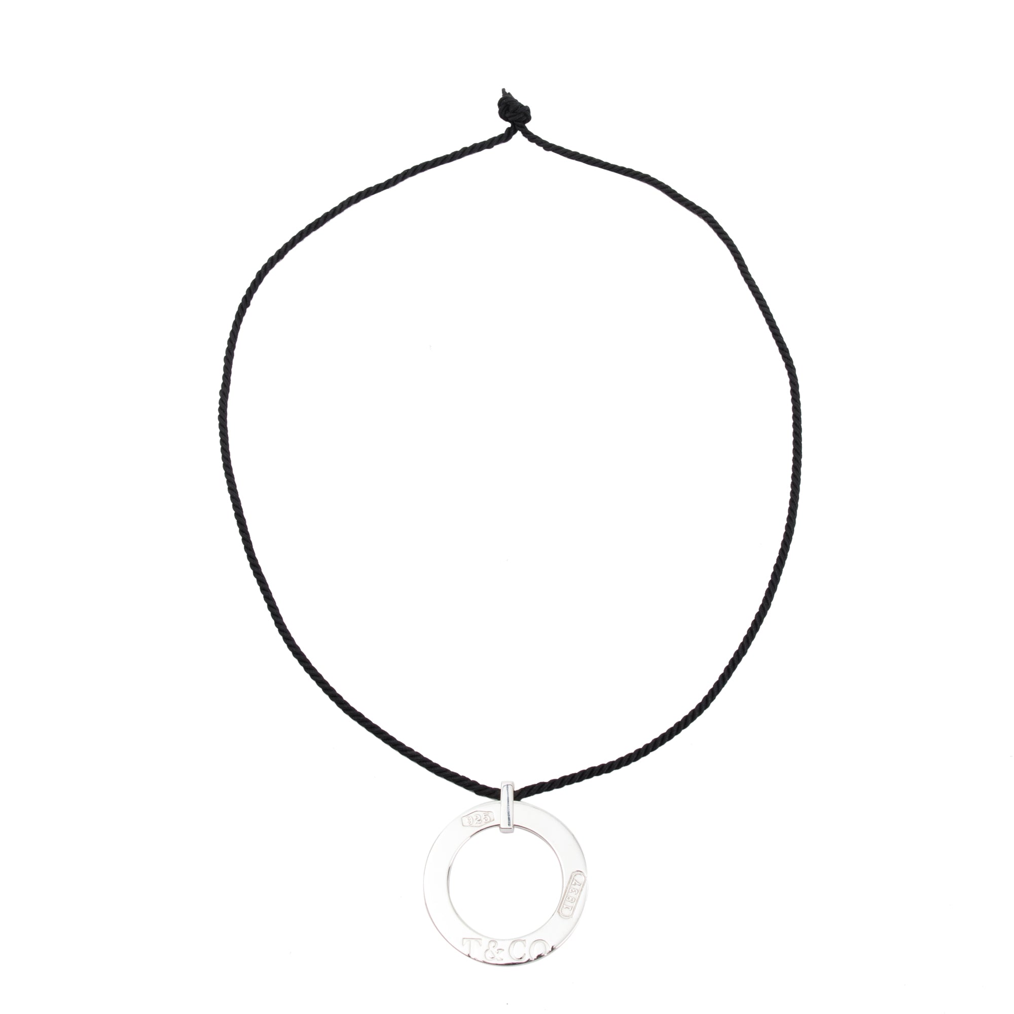 Tiffany & Co. Extra Large 45 MM 1837 Elements Round Pendant Cord Necklace