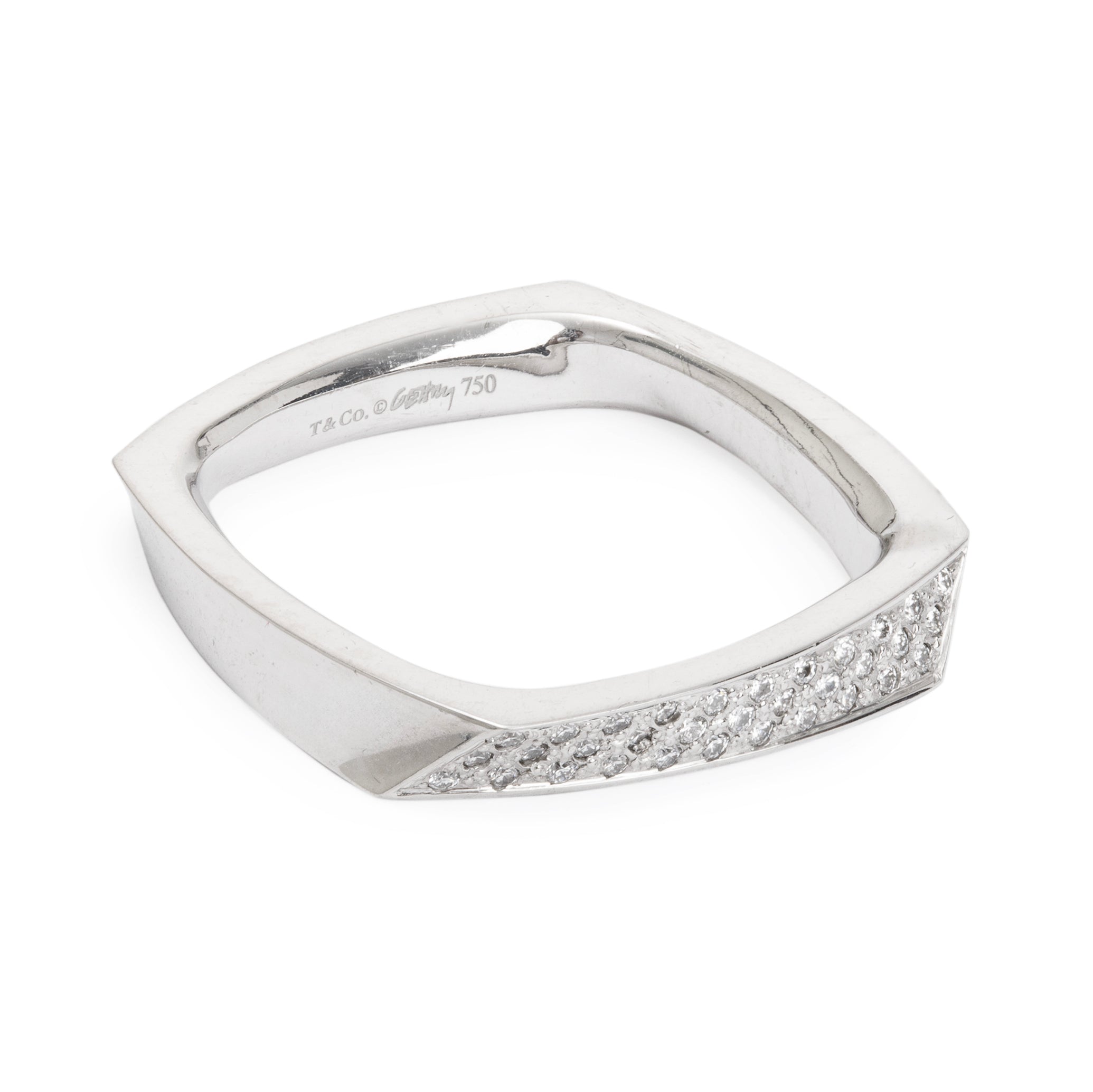 Tiffany & Co. Frank Gehry 18k White Gold Diamond Torque Ring, Size 9