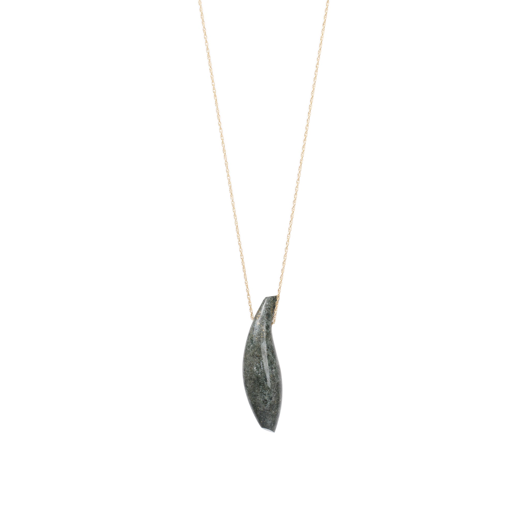 Tiffany & Co. Frank Gehry 18k Yellow Gold Large Jade Fish Pendant Necklace