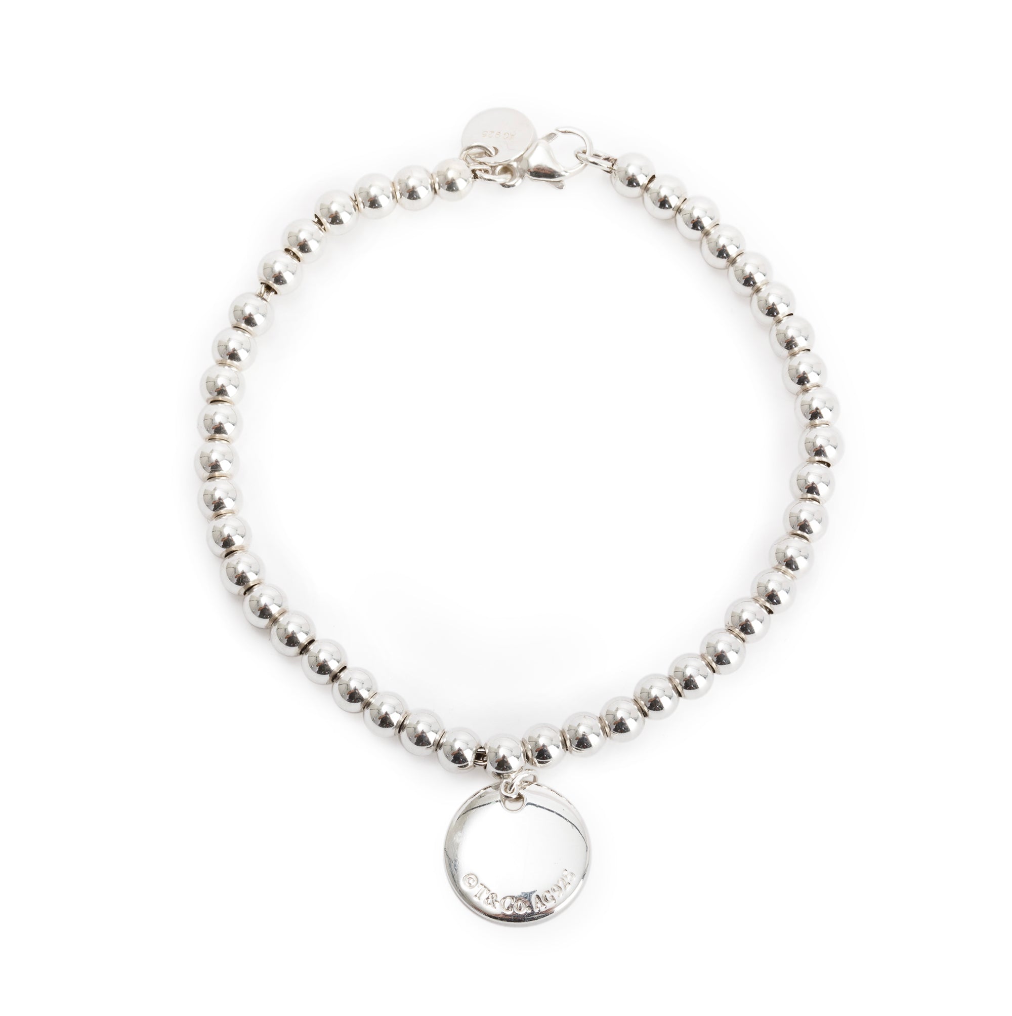 Tiffany & Co. "I Love You" Mini Round Tag 4 MM Bead Bracelet