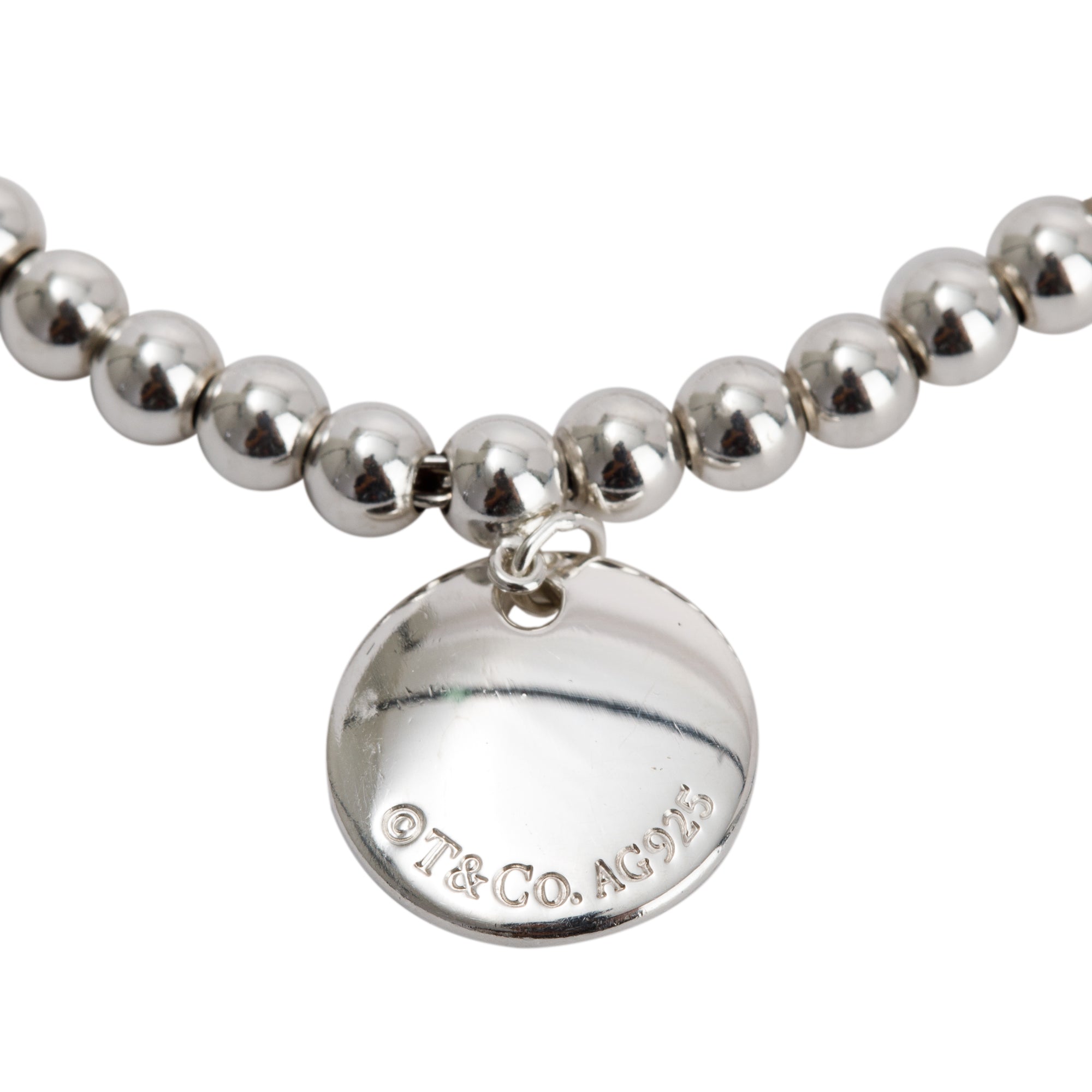 Tiffany & Co. "I Love You" Mini Round Tag 4 MM Bead Bracelet