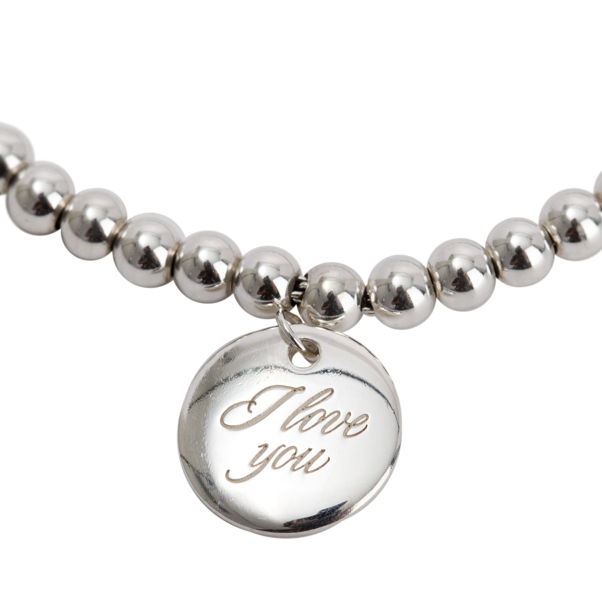 Tiffany & Co. "I Love You" Mini Round Tag 4 MM Bead Bracelet