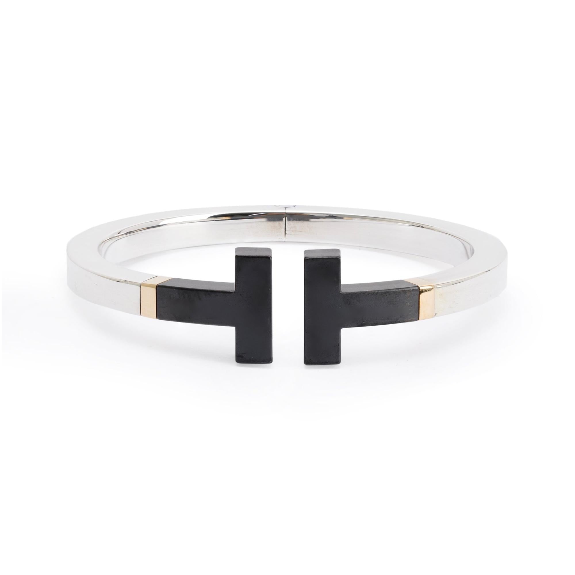 Tiffany & Co. Limited Edition T Square Bracelet with Black Ceramic w/ Box