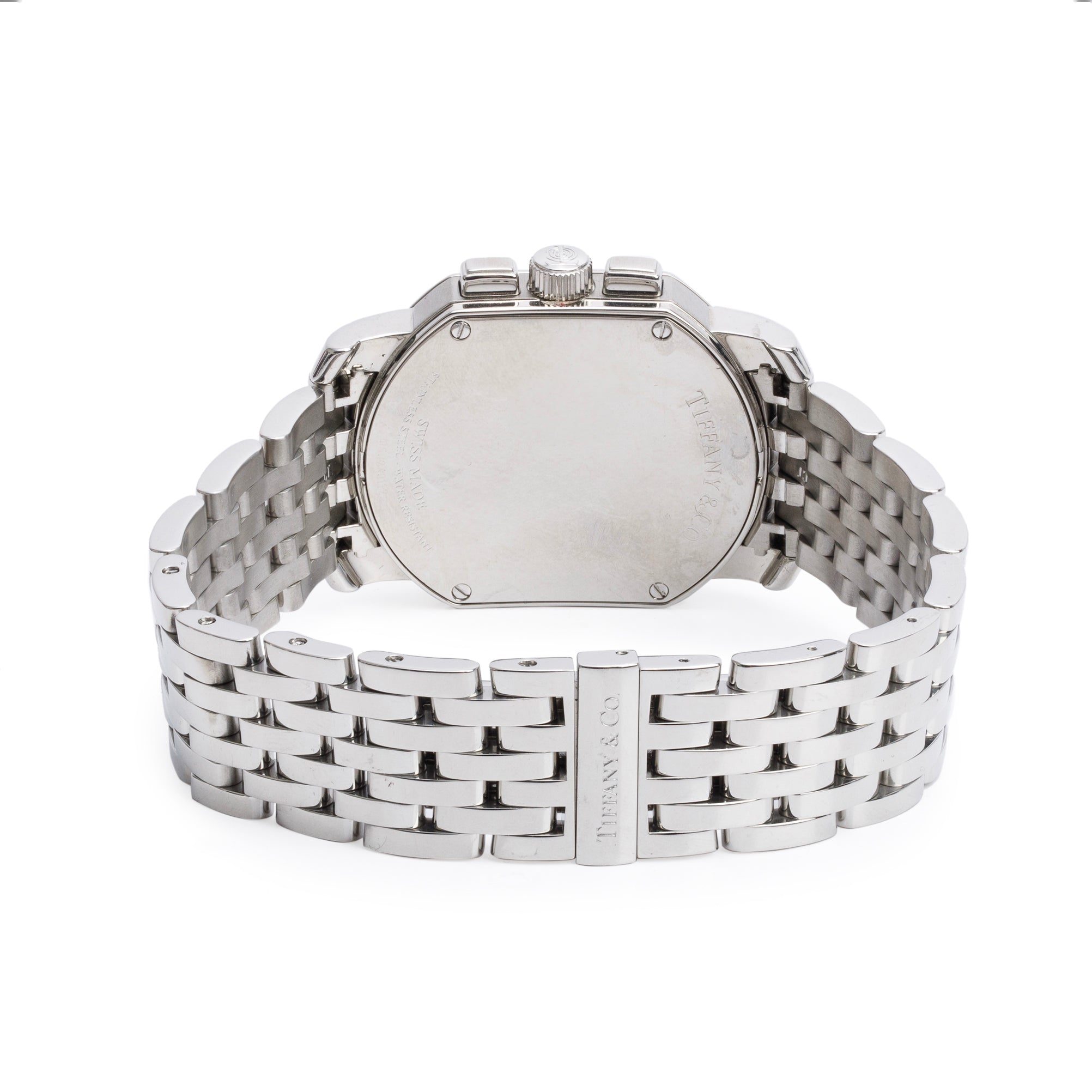 Tiffany & Co. Mark Coupe Stainless Steel Resonator Chronograph Watch Blue Dial