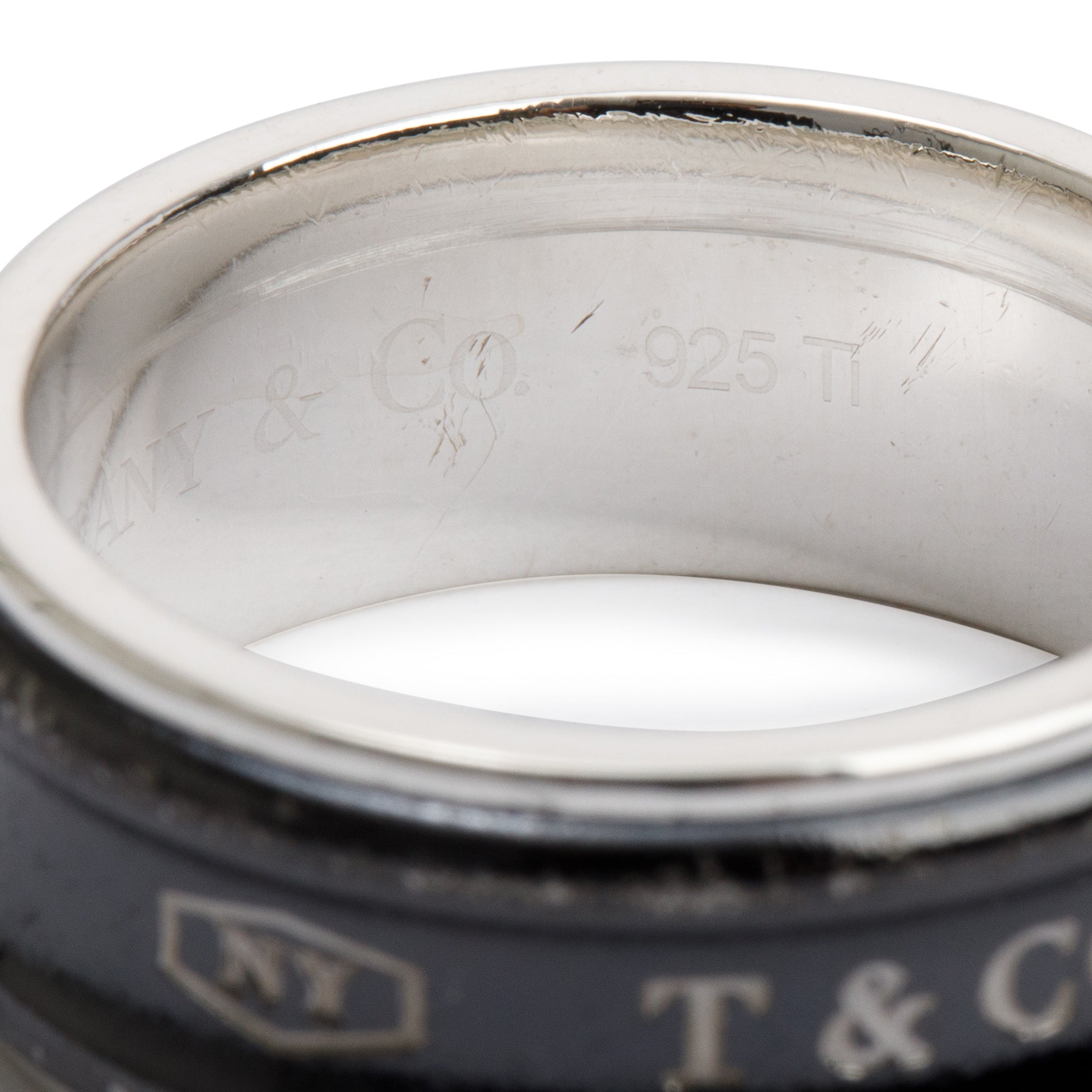 Tiffany & Co. Midnight Titanium & Sterling Silver 1837 Ring, Size 8