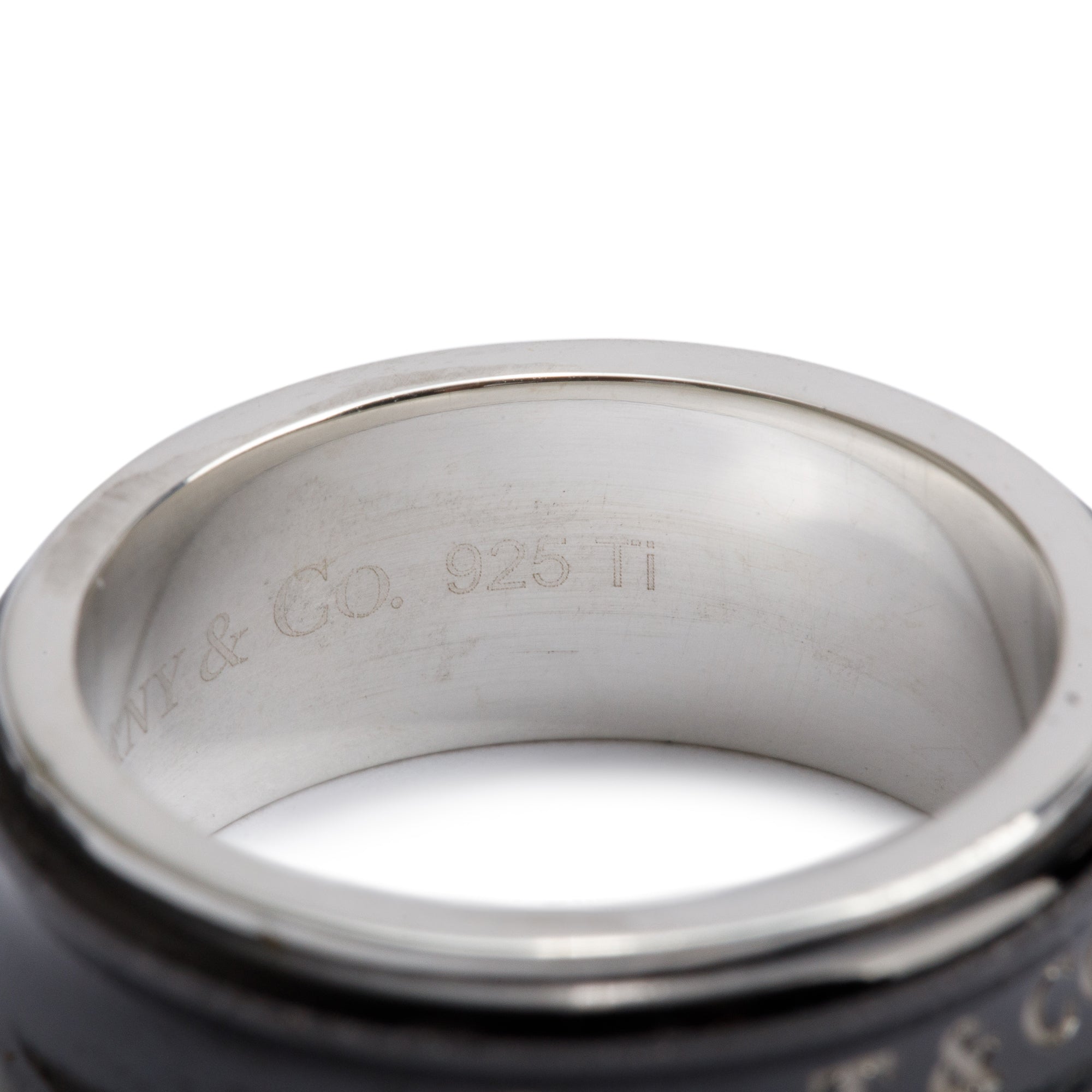 Tiffany & Co. Midnight Titanium & Sterling Silver 1837 Ring, Size 8