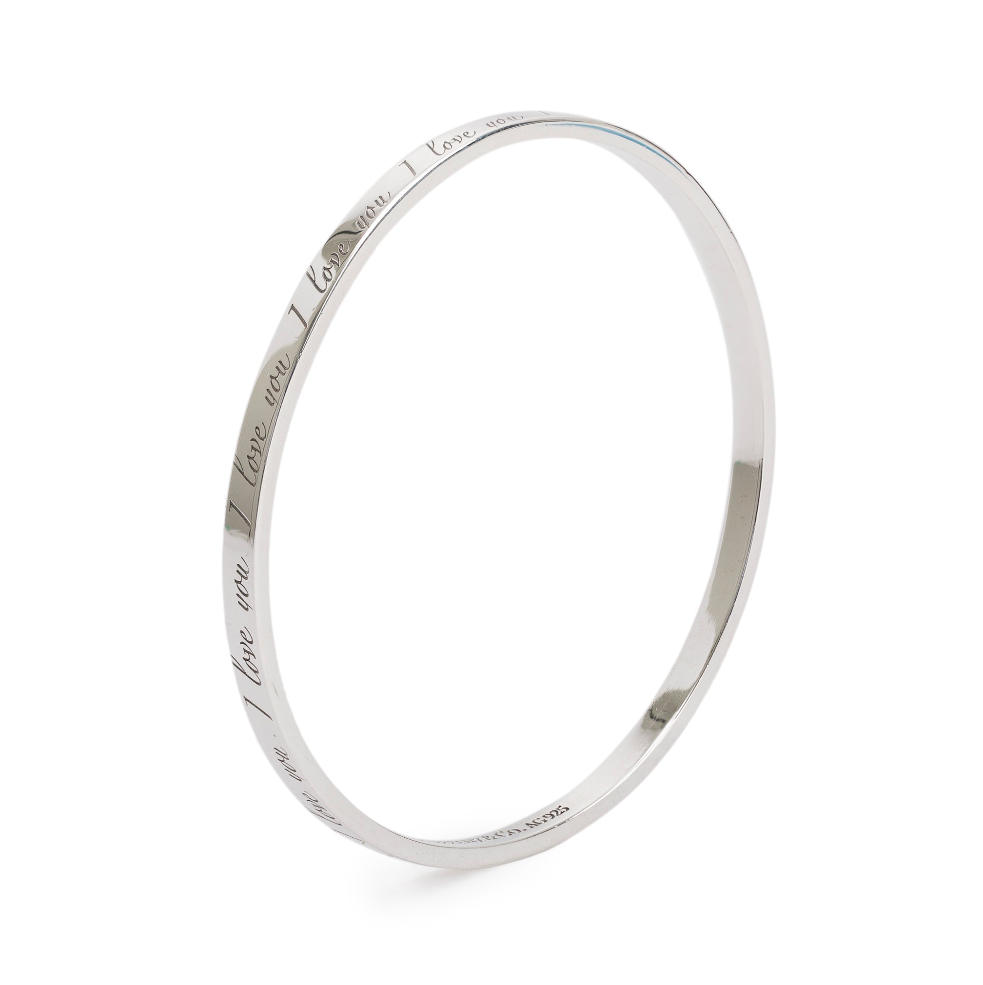 Tiffany & Co. Narrow "I Love you" Bangle Bracelet