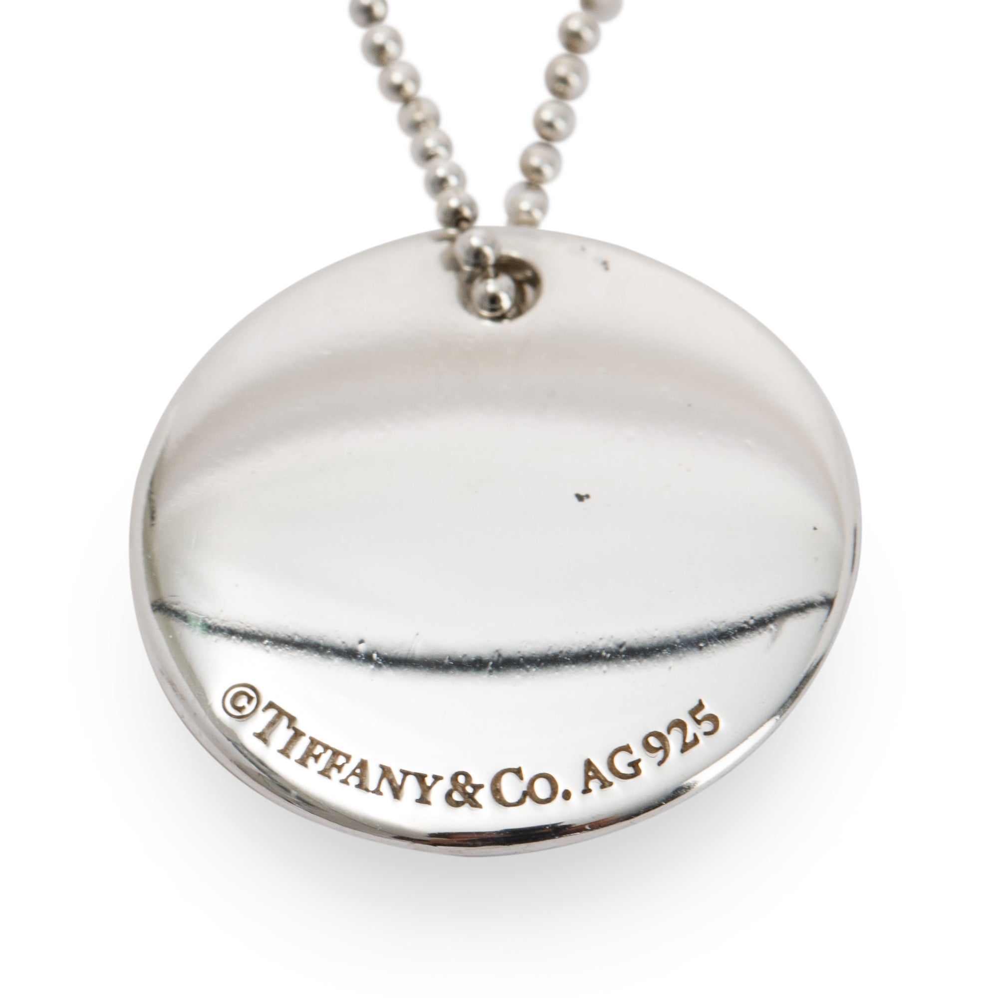 Tiffany & Co. Notes Letter 'A' Large Disc Charm Pendant Necklace