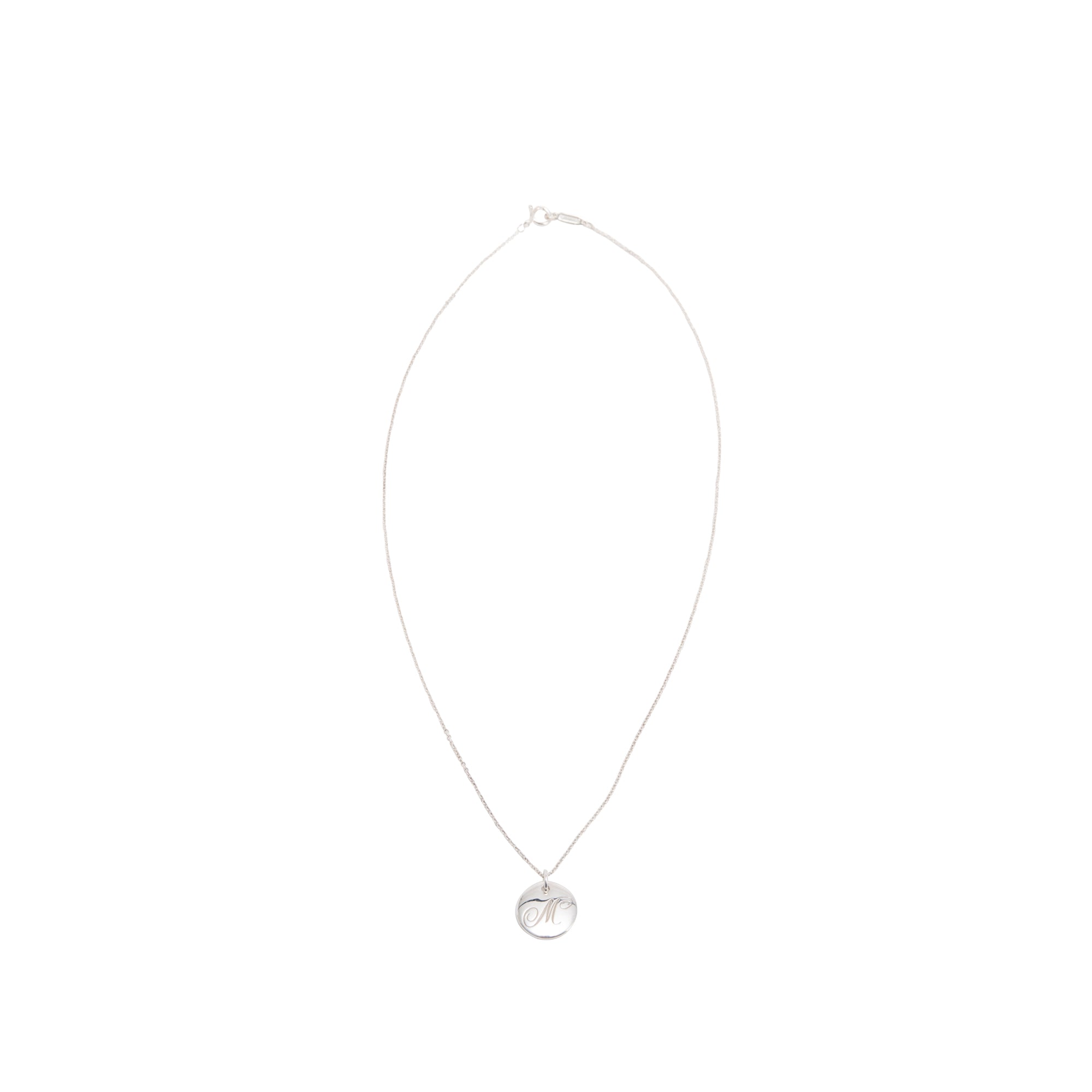 Tiffany & Co. Notes Letter 'M' Disc Charm Pendant Necklace w/ Box