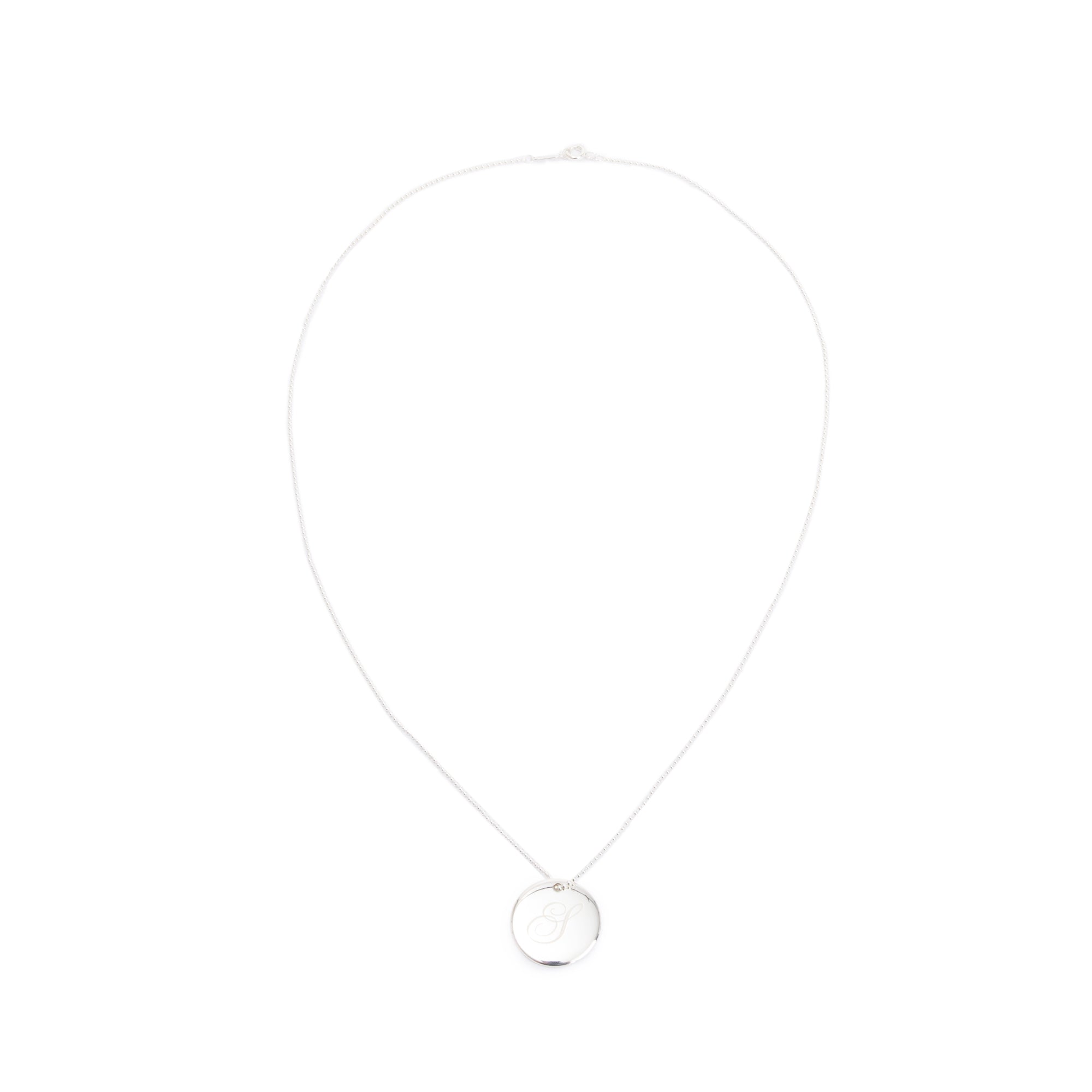 Tiffany & Co. Notes Letter 'S' Large Disc Charm Pendant Necklace