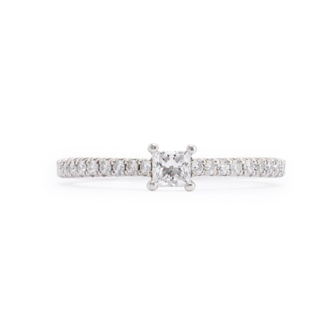 Tiffany & Co. Novo 0.23 ct. Princess Cut Diamond Engagement Ring w/ Diamond Certificate