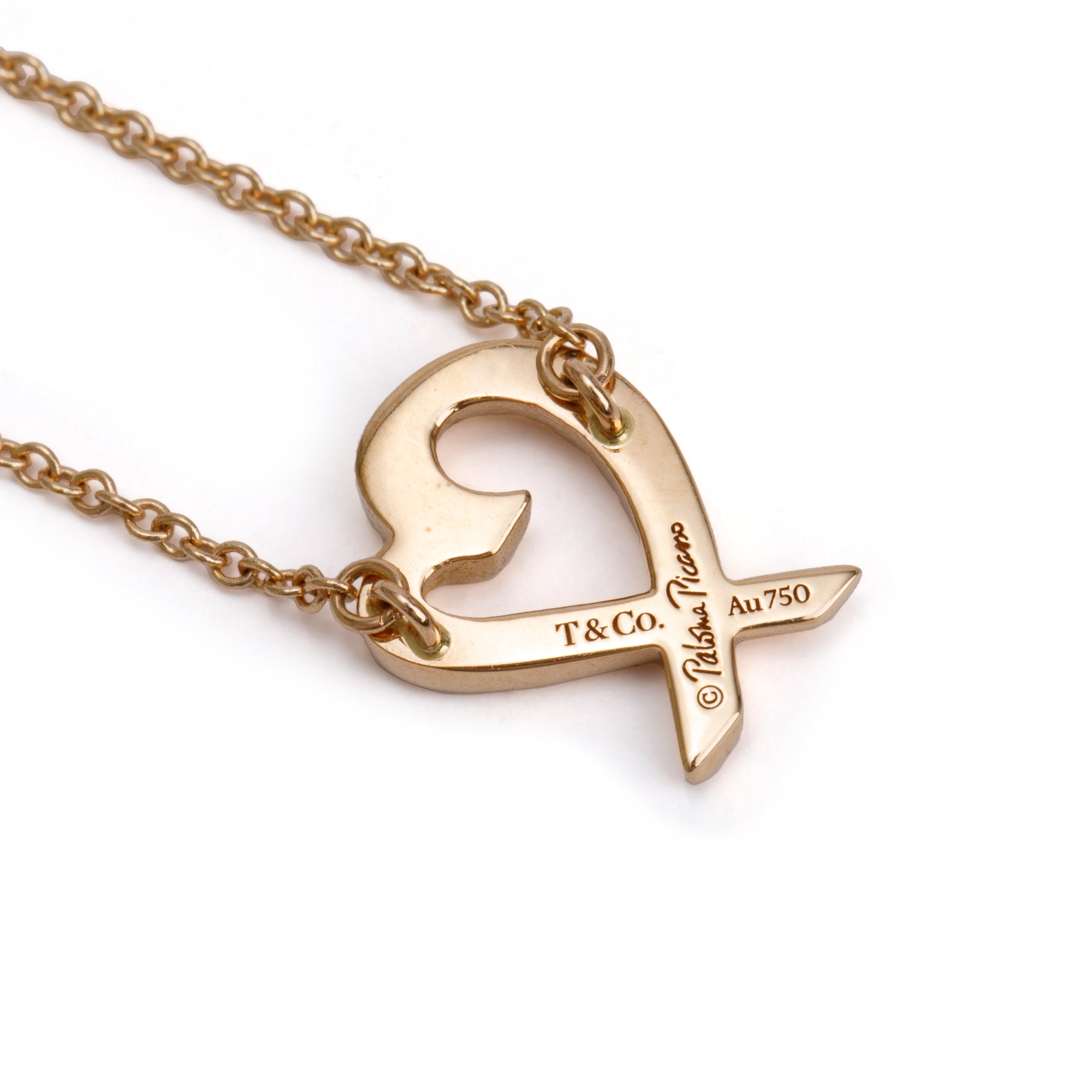 Tiffany & Co. Paloma Picasso 18k Rose Gold Mini Loving Heart Pendant Necklace w/ Box
