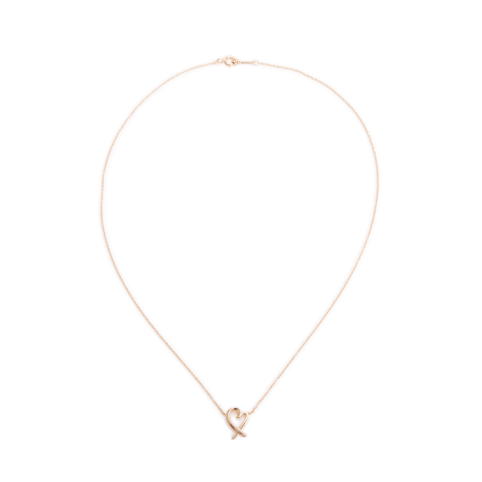 Tiffany & Co. Paloma Picasso 18k Rose Gold Mini Loving Heart Pendant Necklace w/ Box