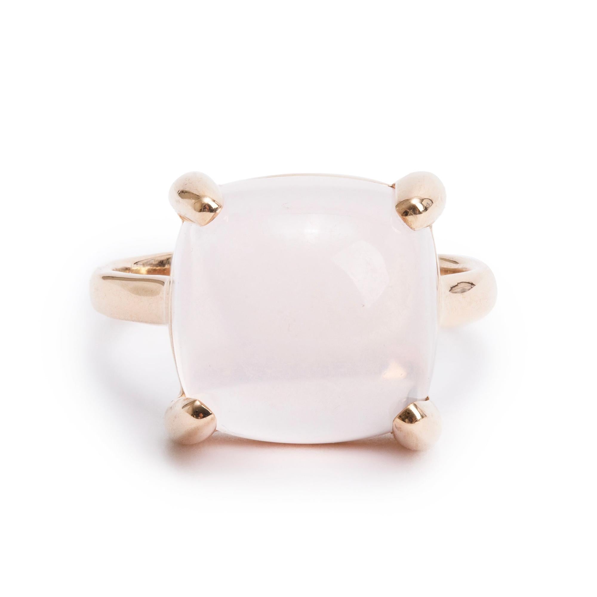 Tiffany & Co. Paloma Picasso 18k Rose Gold Rose Quartz Sugar Stacks Ring, Size 6