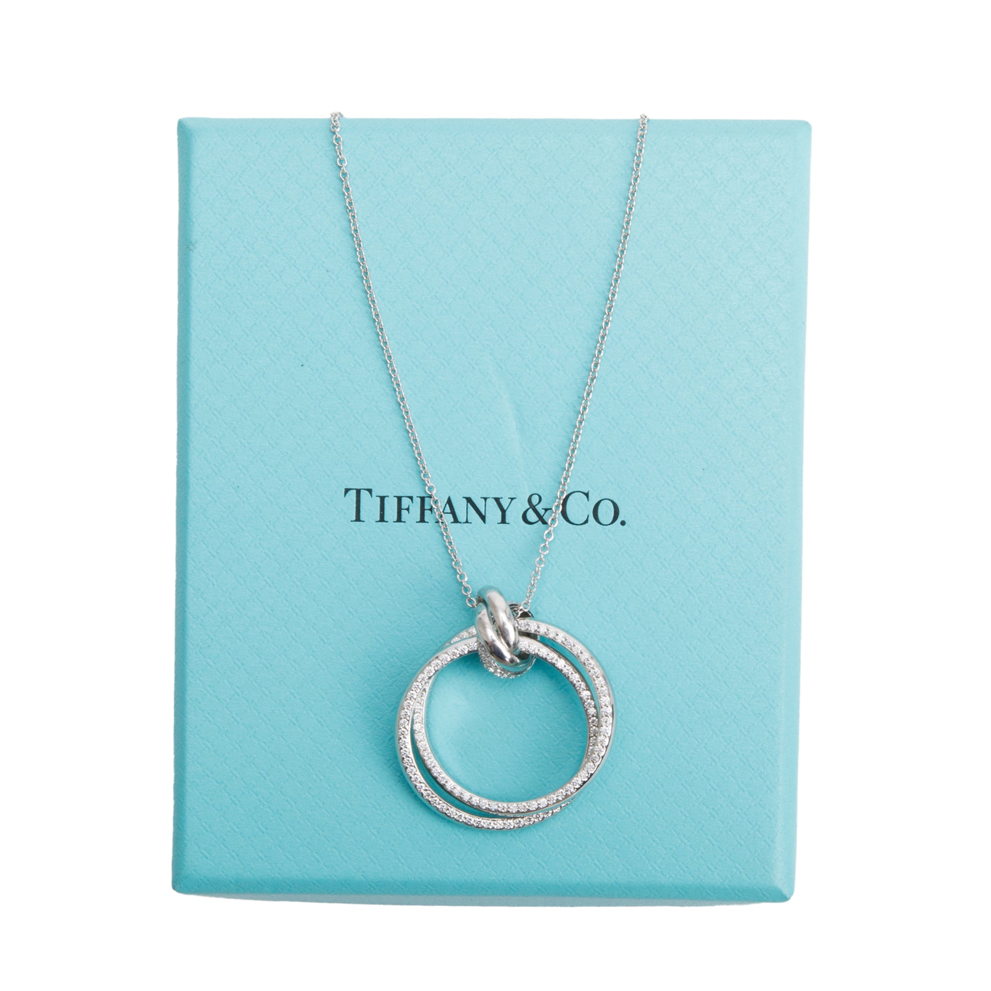 Tiffany & Co. Paloma Picasso 18k White Gold Diamond Melody Circle Pendant Necklace w/ Box