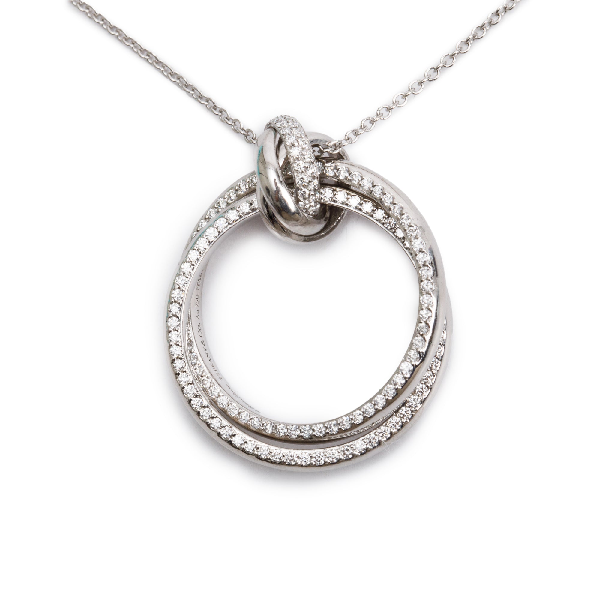 Tiffany & Co. Paloma Picasso 18k White Gold Diamond Melody Circle Pendant Necklace w/ Box