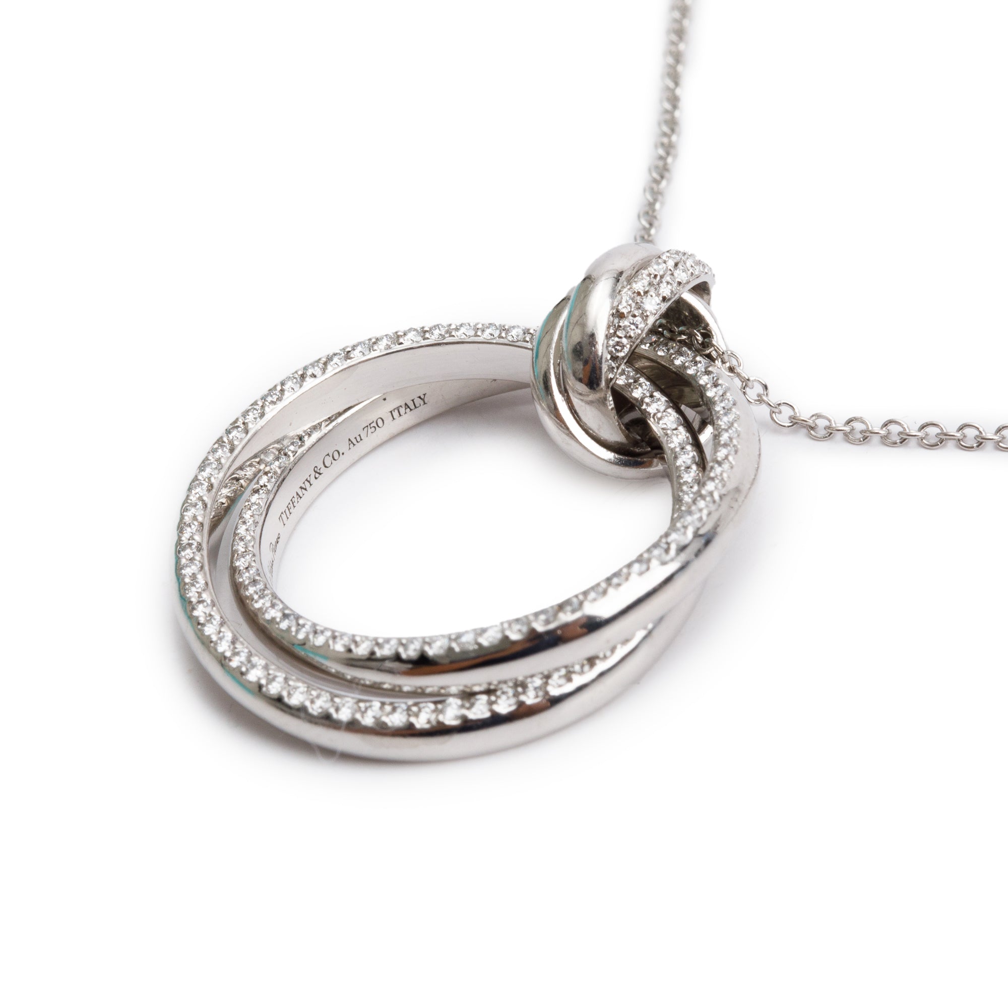 Tiffany & Co. Paloma Picasso 18k White Gold Diamond Melody Circle Pendant Necklace w/ Box