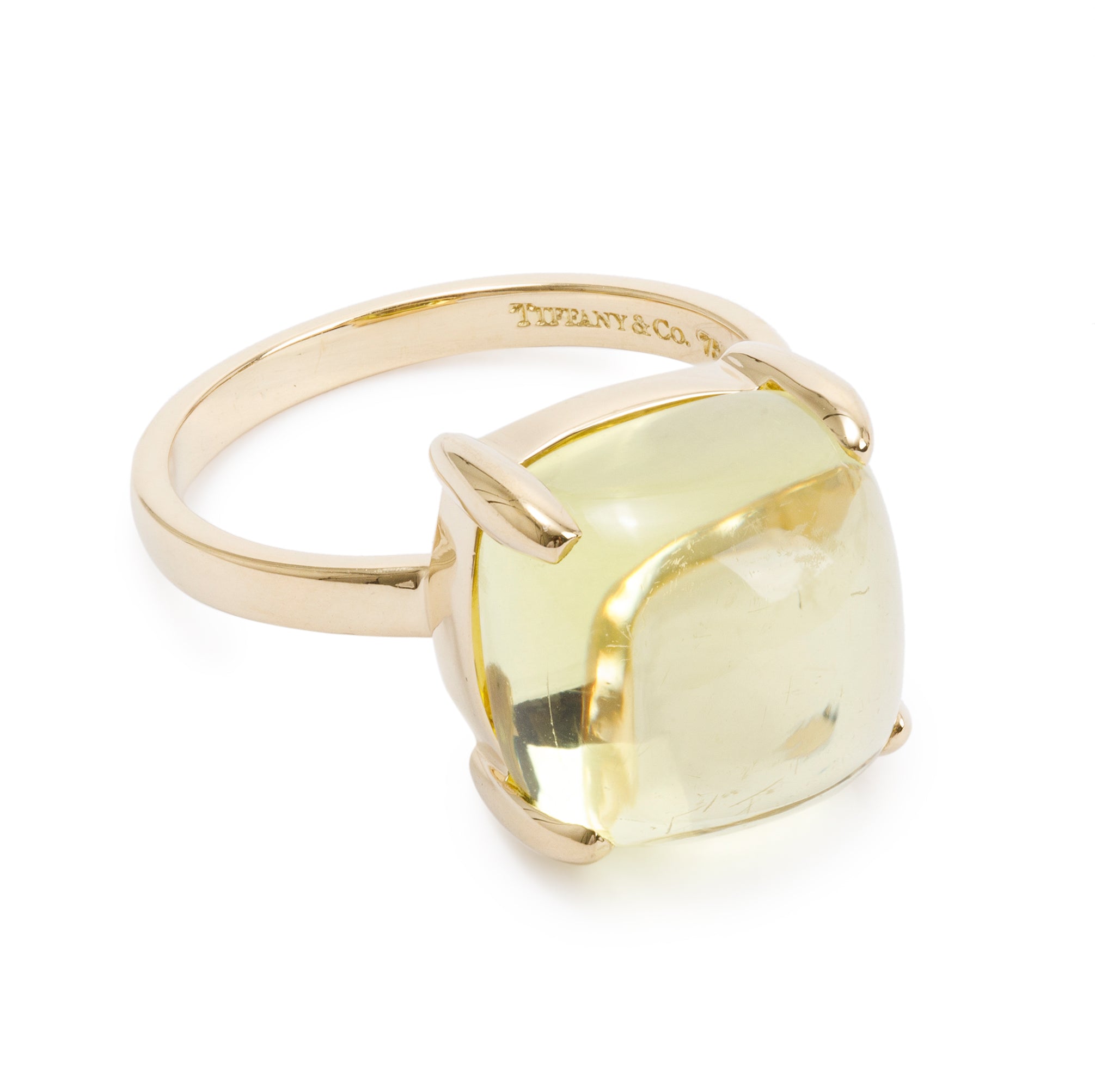 Tiffany & Co. Paloma Picasso 18k Yellow Gold Lemon Quartz Sugar Stacks Ring, Size 7.5
