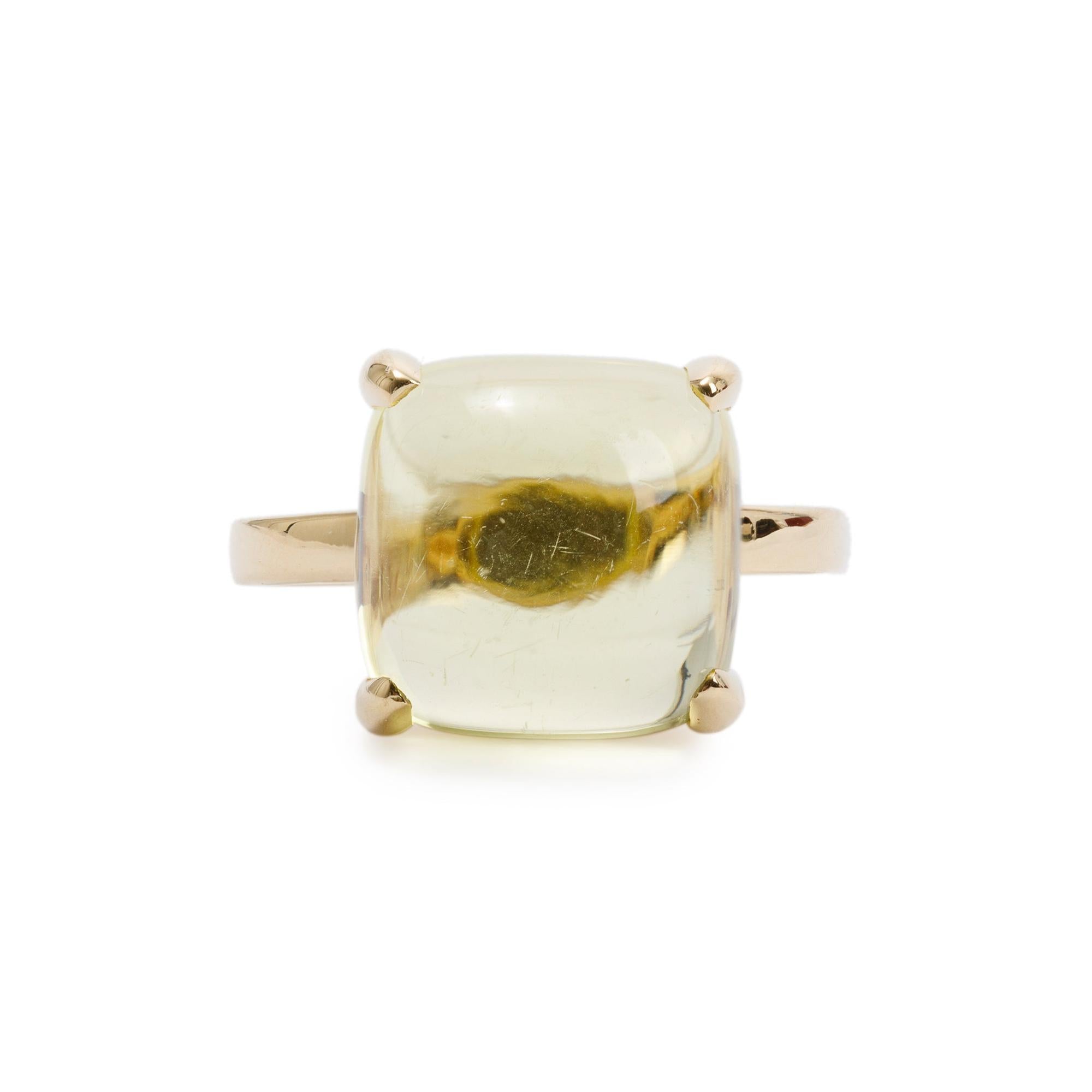 Tiffany & Co. Paloma Picasso 18k Yellow Gold Lemon Quartz Sugar Stacks Ring, Size 7.5